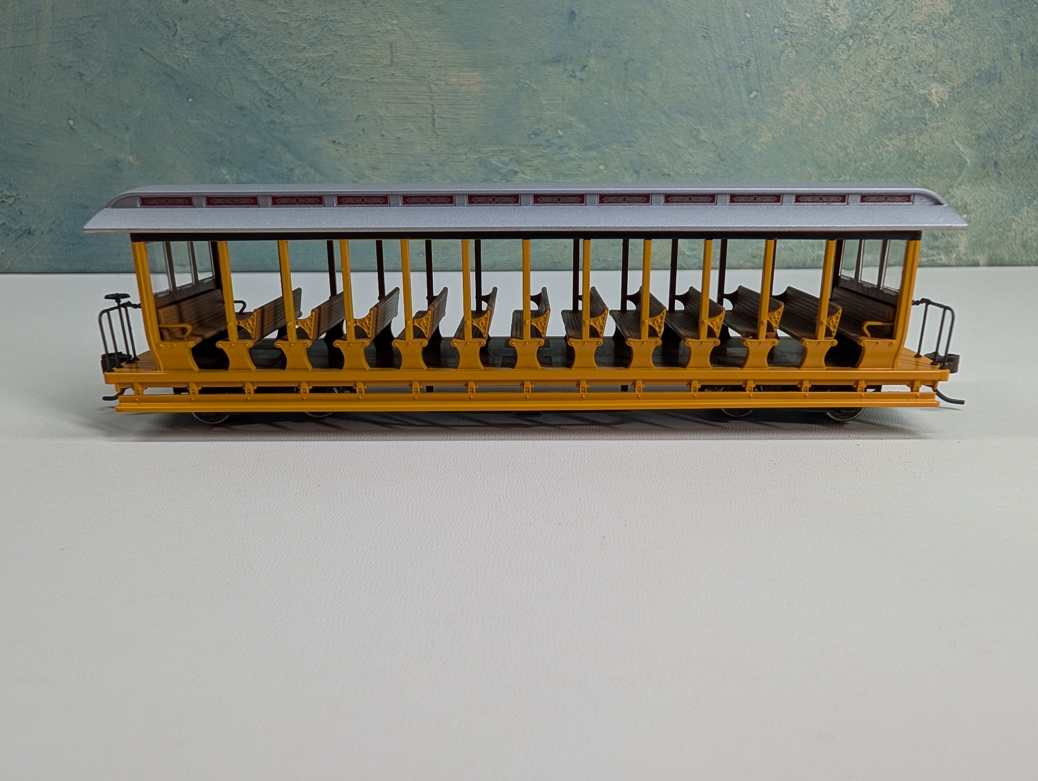 USED Bachmann 19348 HO Scale Jackson Sharp Open-Side Excursion Passenger Car Unlettered Yellow & Silver