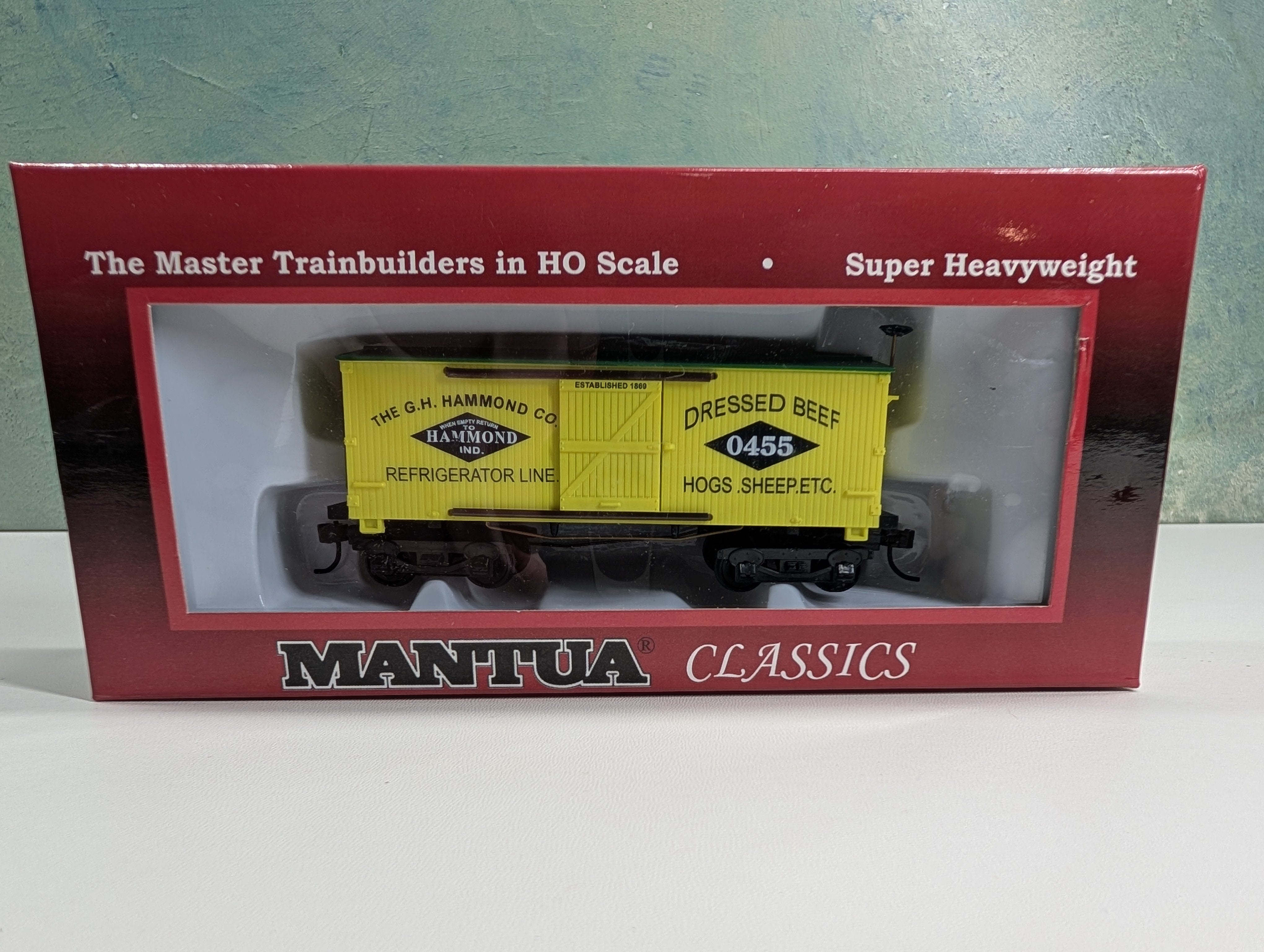 USED Mantua 721322 HO Scale 1860 Reefer Box Car Hammond Co Beef #0455 Dressed Beef