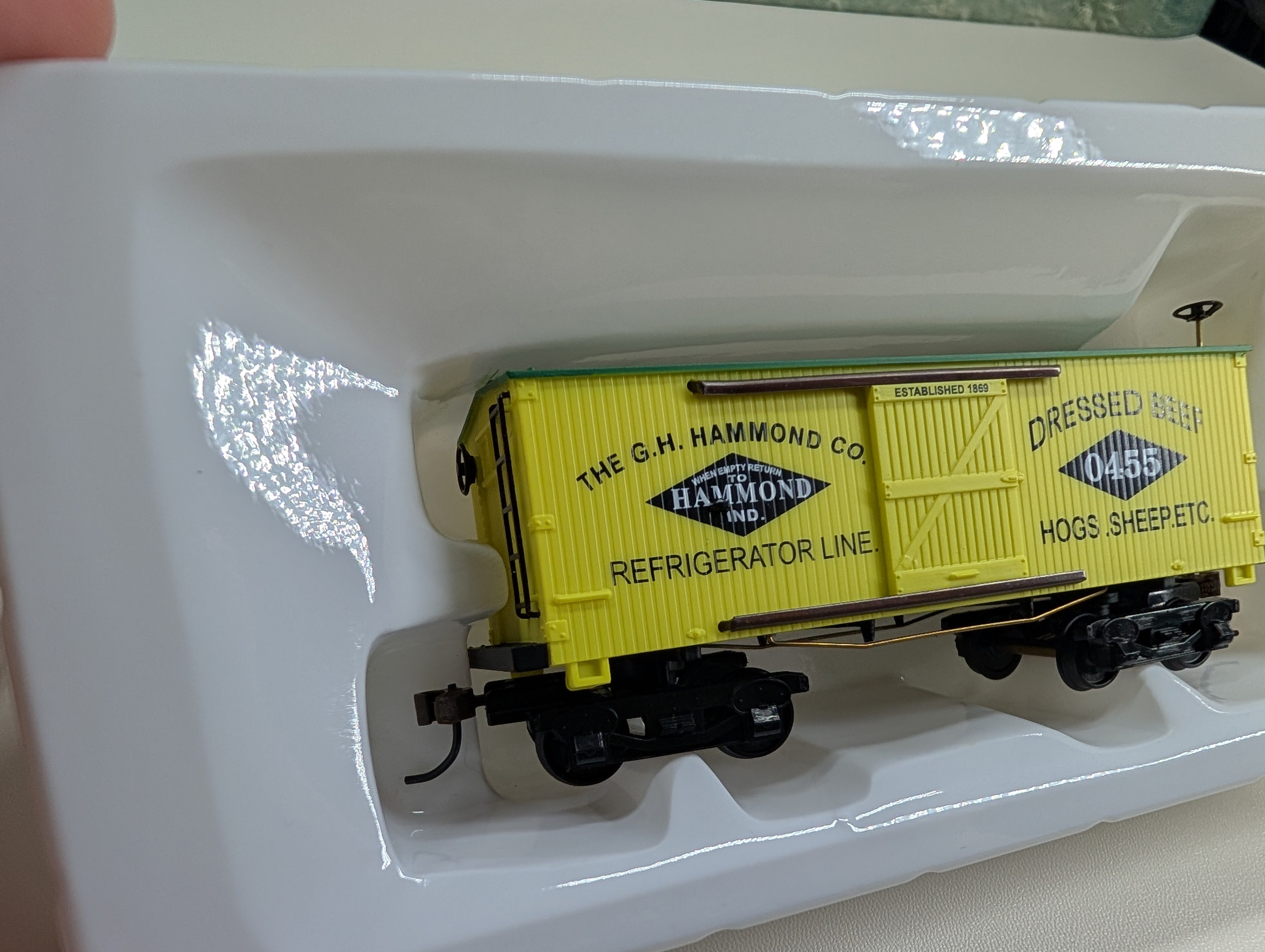 USED Mantua 721322 HO Scale 1860 Reefer Box Car Hammond Co Beef #0455 Dressed Beef