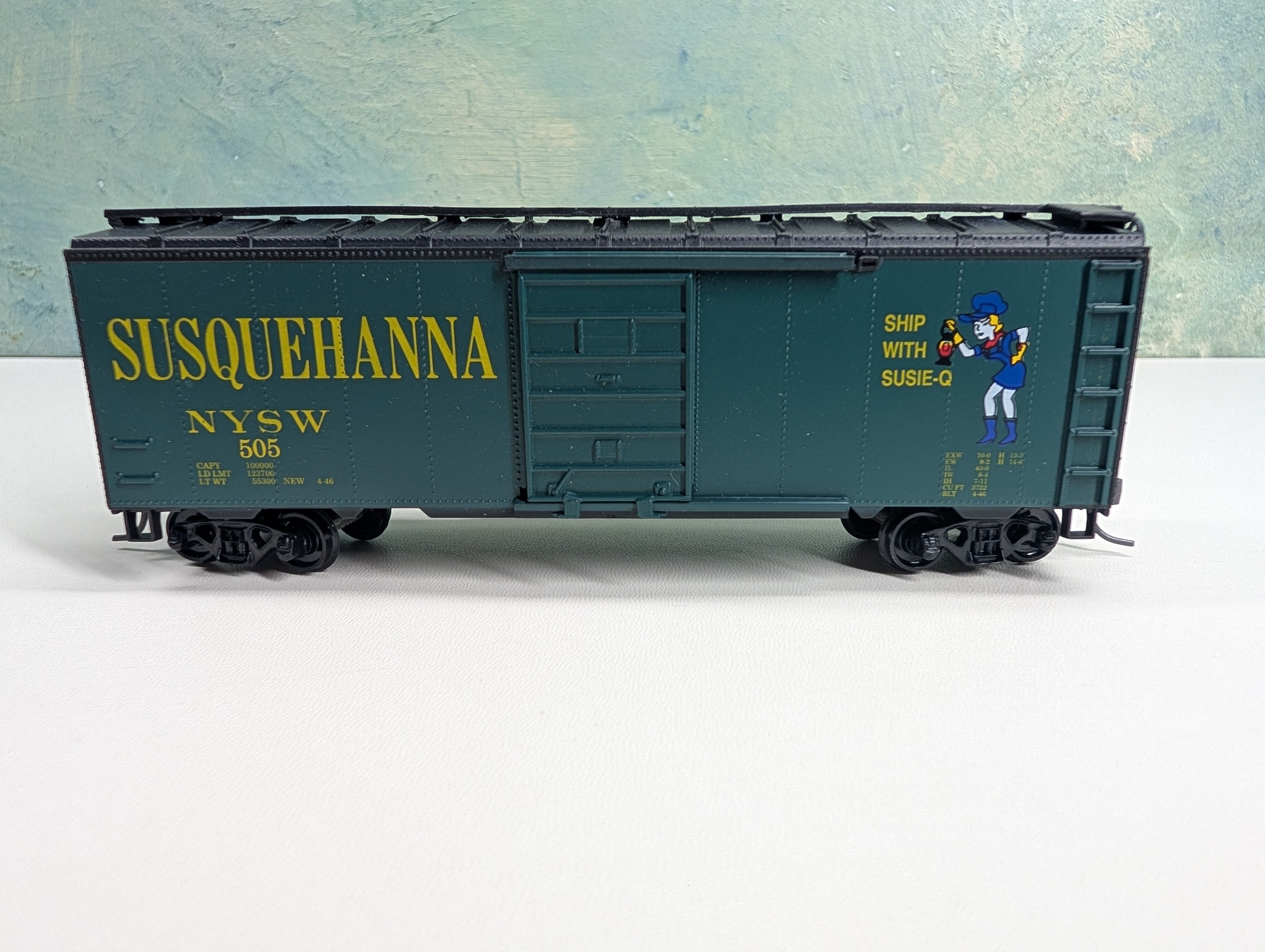 USED Roundhouse HO Scale 40' AAR Box Car Susquehanna NYSW #505 Susie-Q