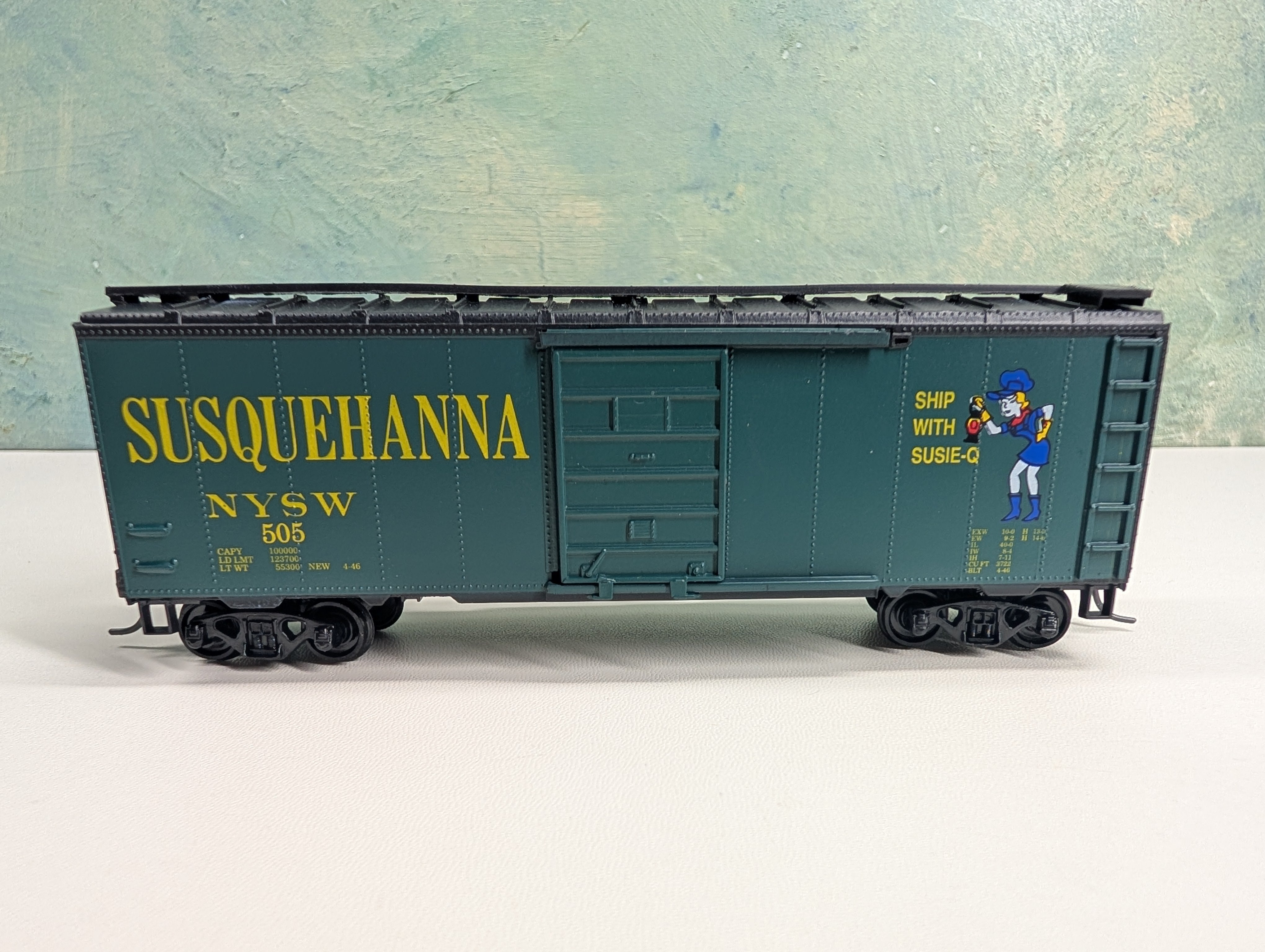 USED Roundhouse HO Scale 40' AAR Box Car Susquehanna NYSW #505 Susie-Q