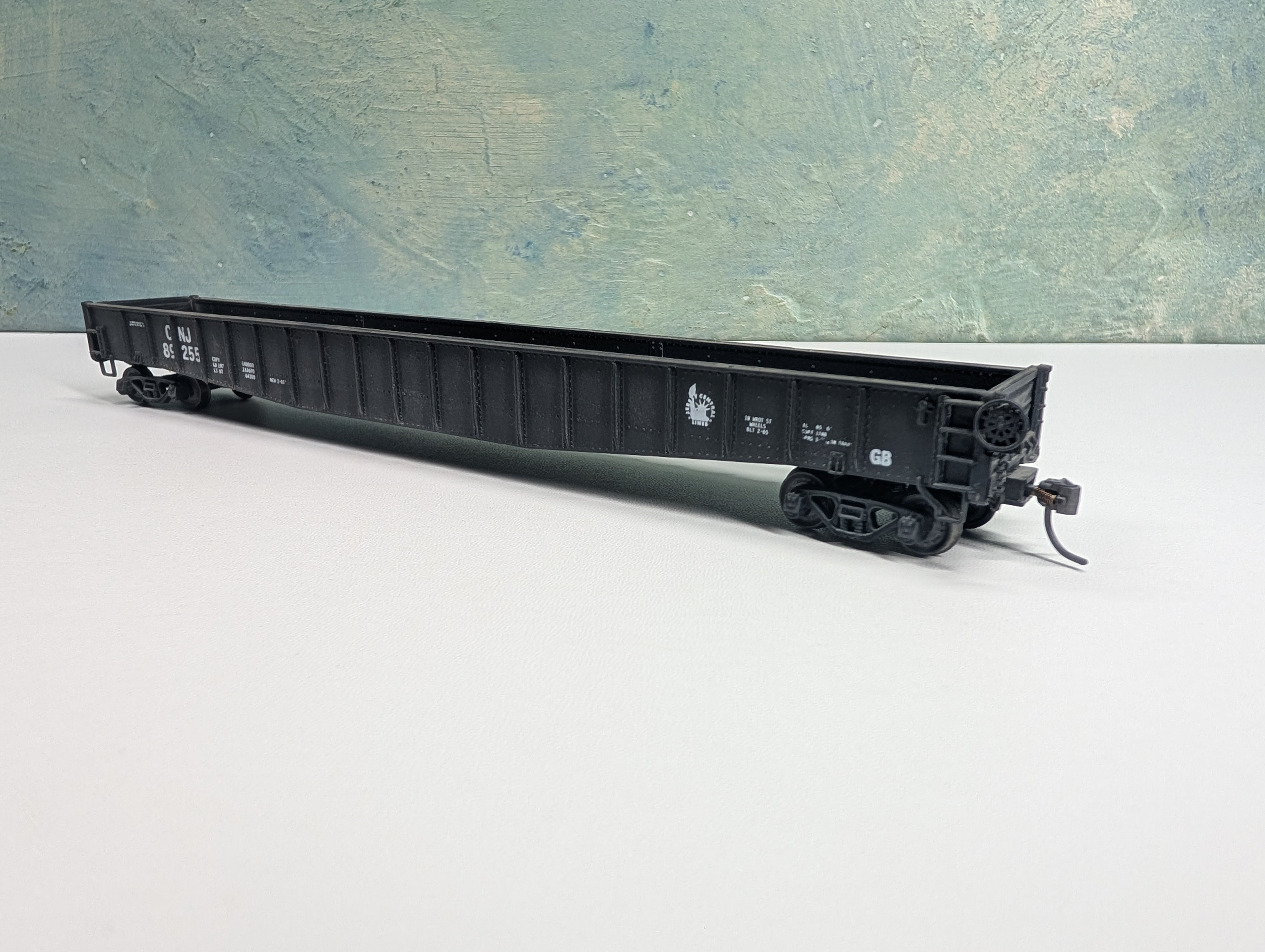 USED Eastern Car Works HO Scale 67' Drop End Gondola CNJ #89255 Metal Wheels
