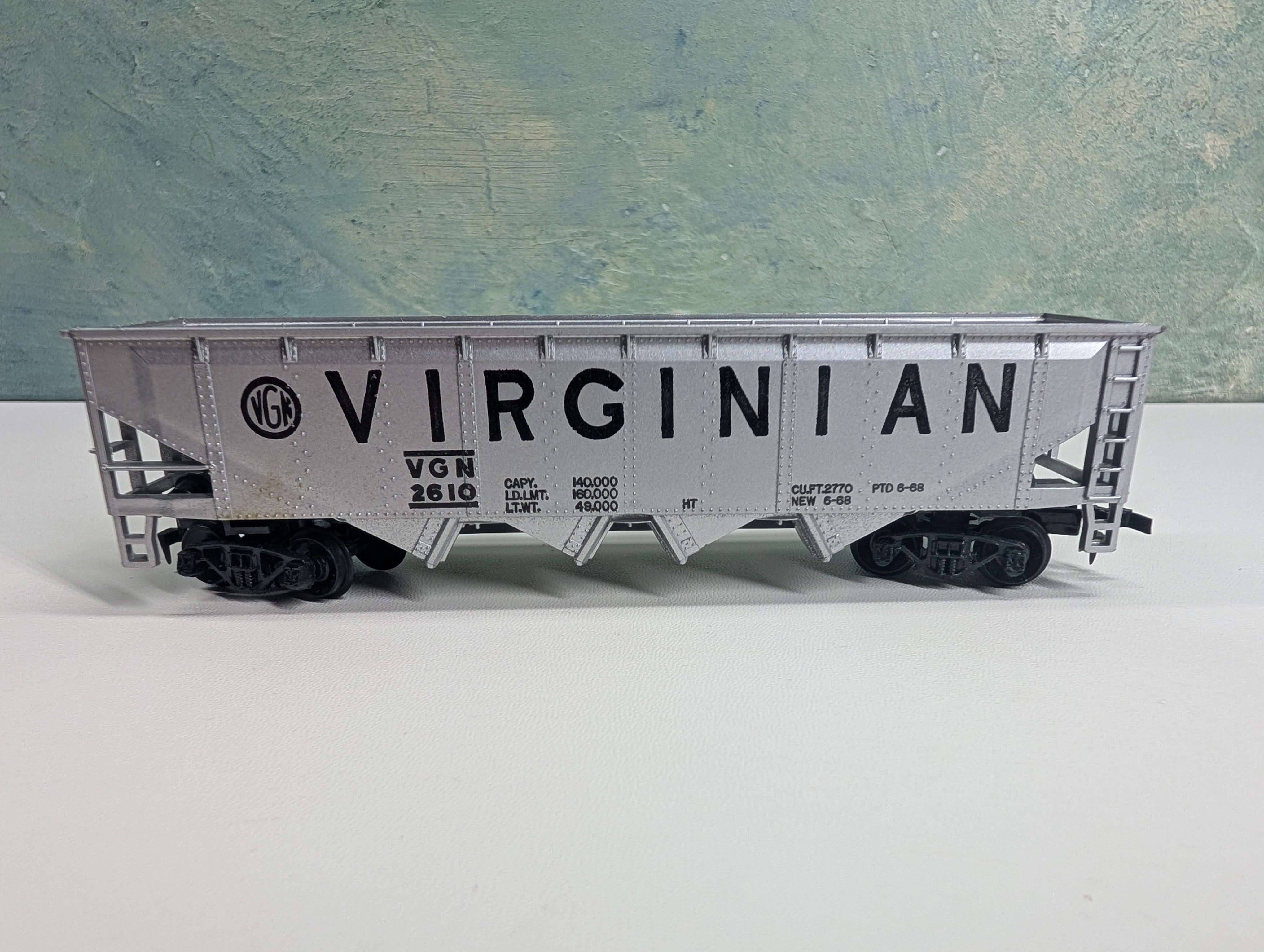 USED Tyco HO Scale Quad Hopper Virginian VGN #2610