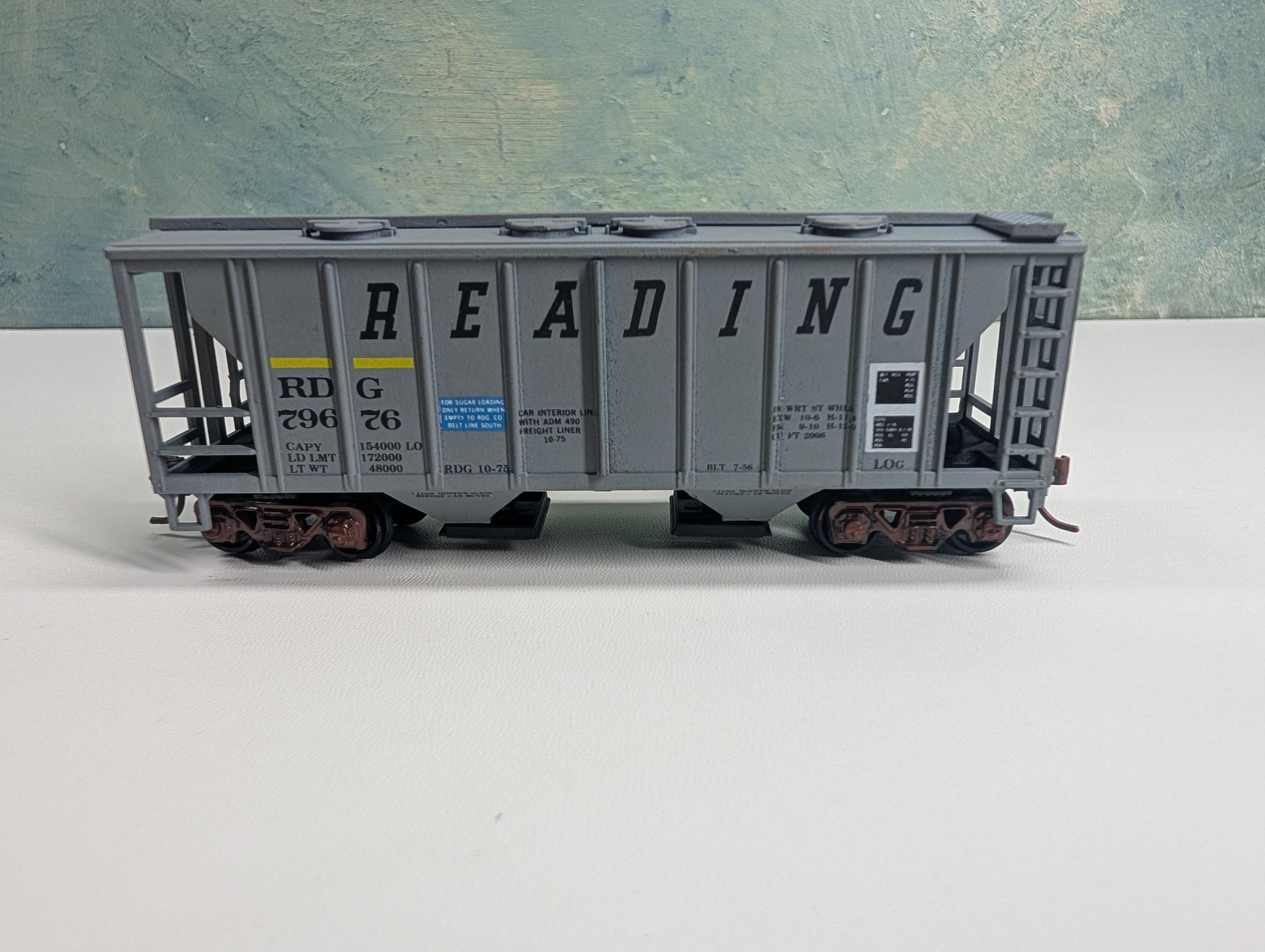 USED Roundhouse HO Scale 2 Bay Covered Hopper Reading RDG #79676 Decal