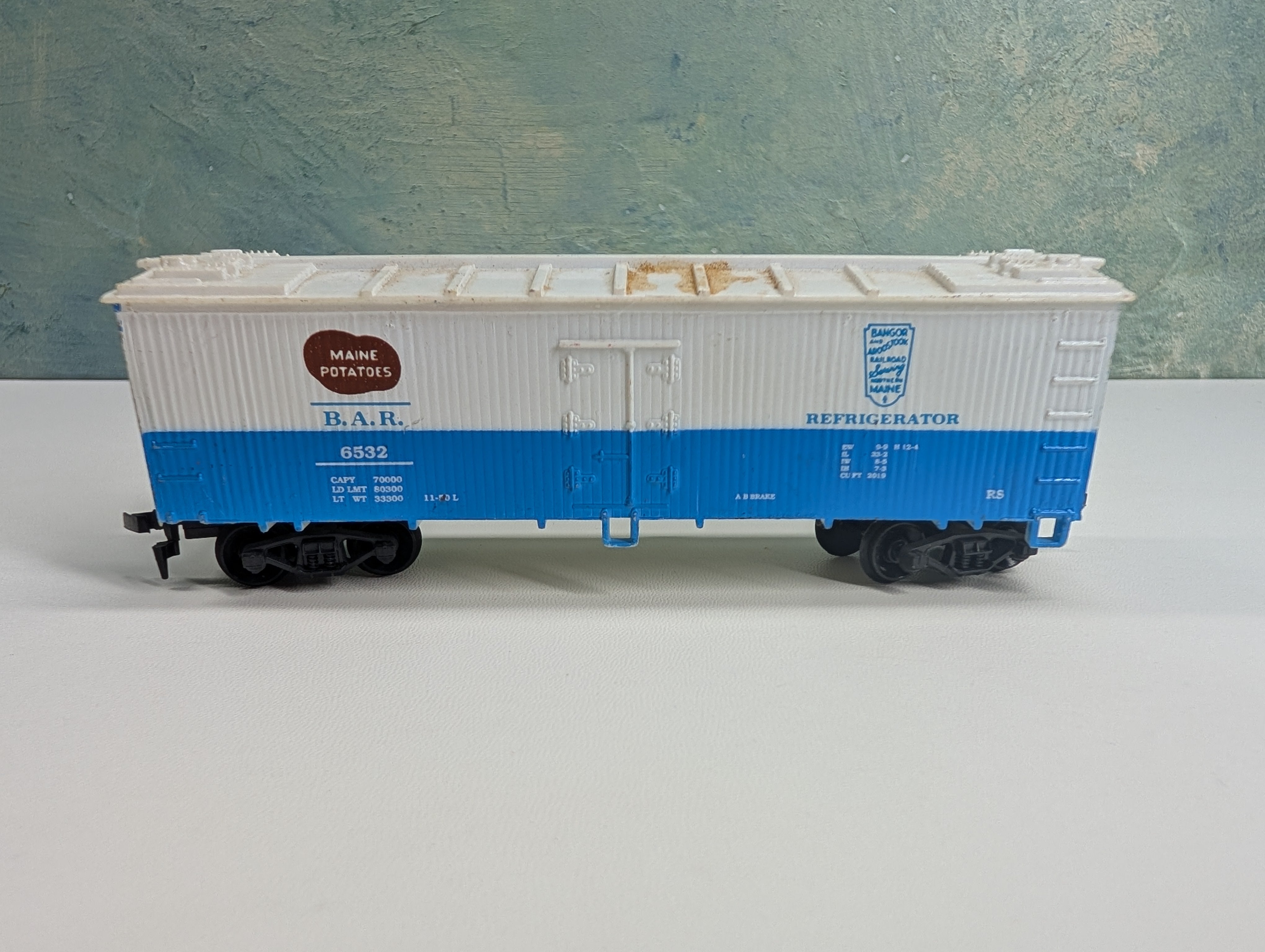 USED Life-Like HO Scale 38' Wooden Reefer Box Car Bangor and Aroostook BAR #6532