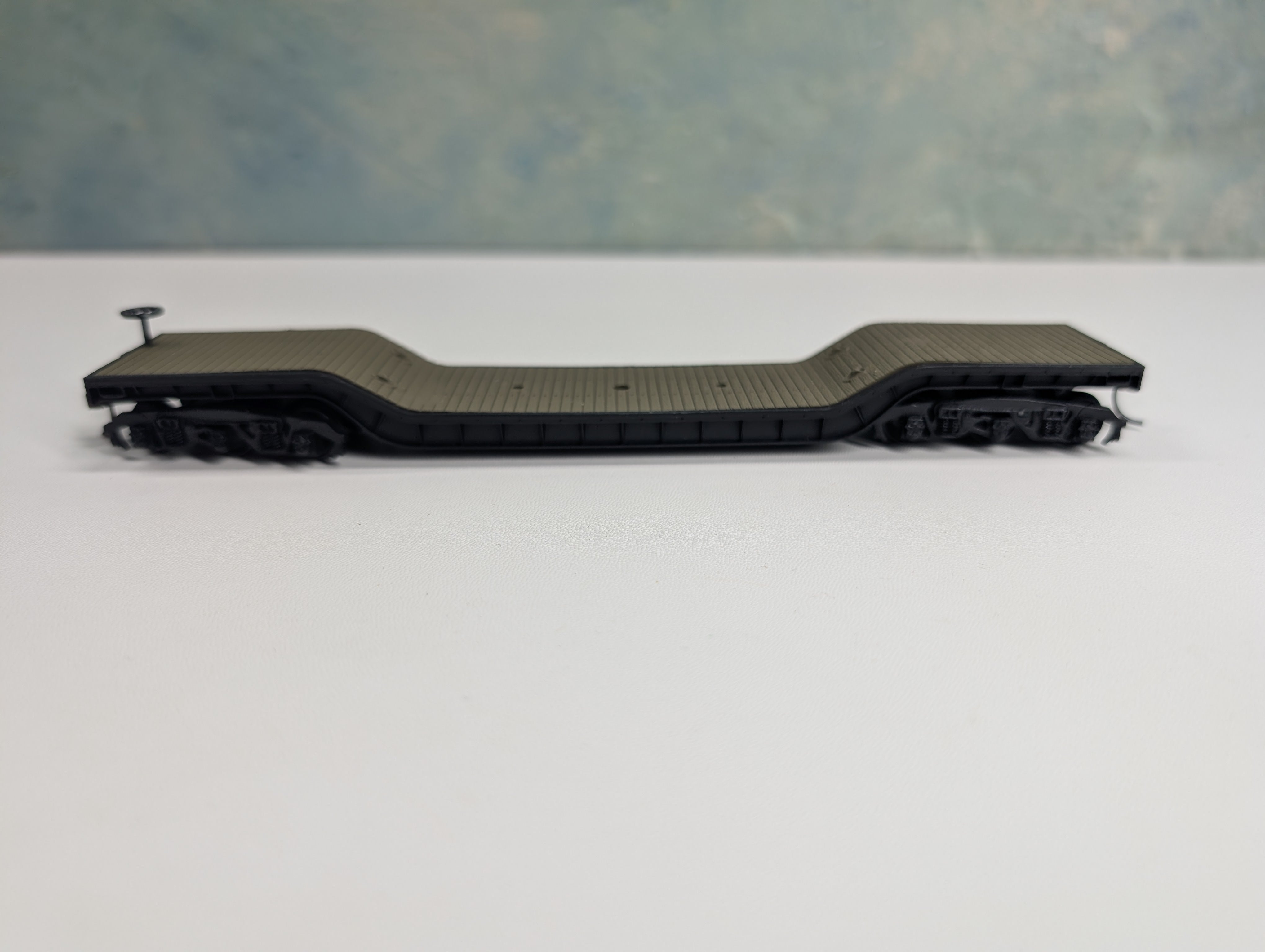 USED Bachmann HO Scale Center Depressed Flat Car w/ Army Tank Car Load