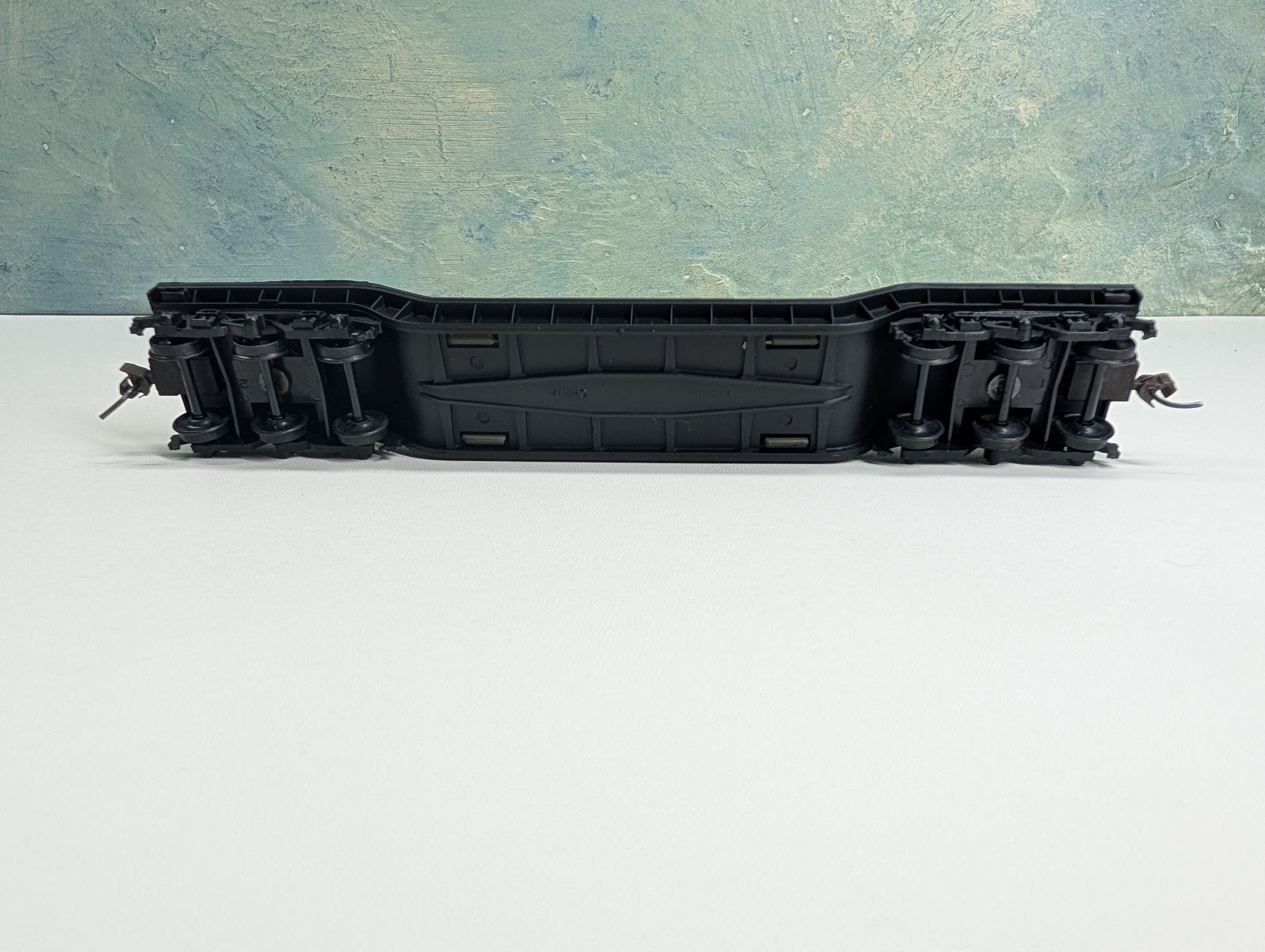 USED Bachmann HO Scale Center Depressed Flat Car w/ Army Tank Car Load