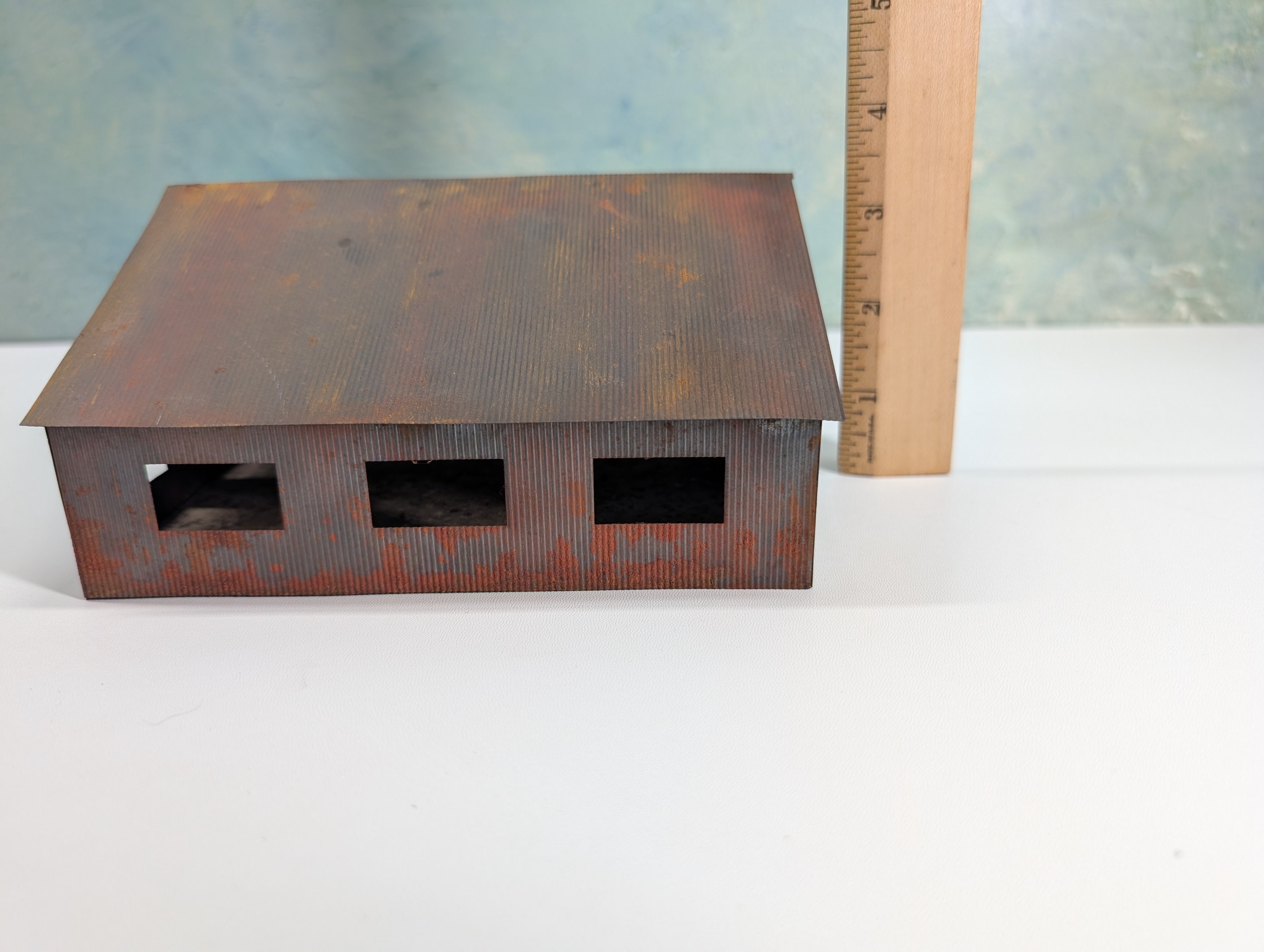 USED HO Scale Scratch Built Metal Farm Barn, Shed, Weathered