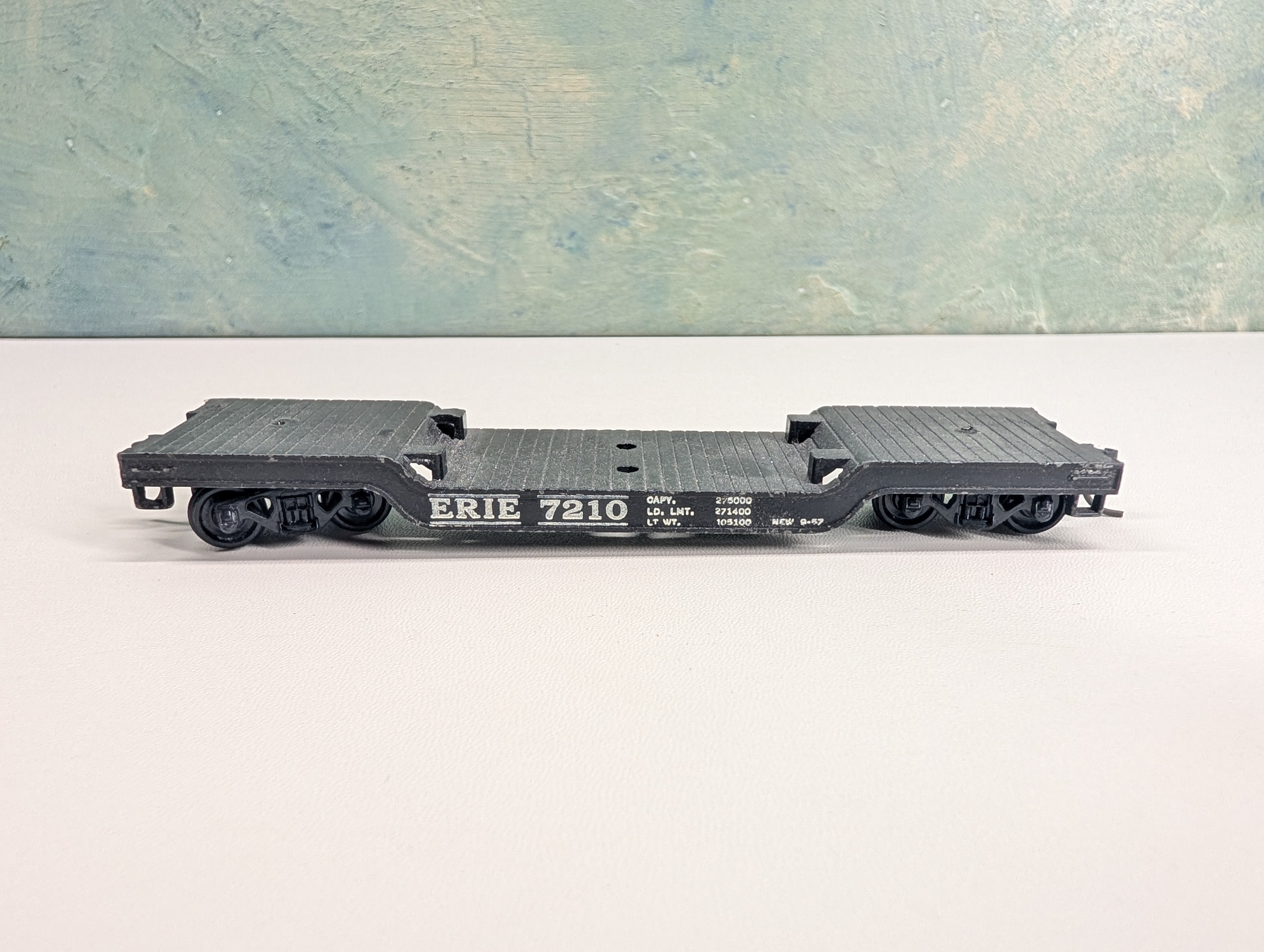 USED MARX HO Scale Depressed Flat Car (metal) Erie #7210