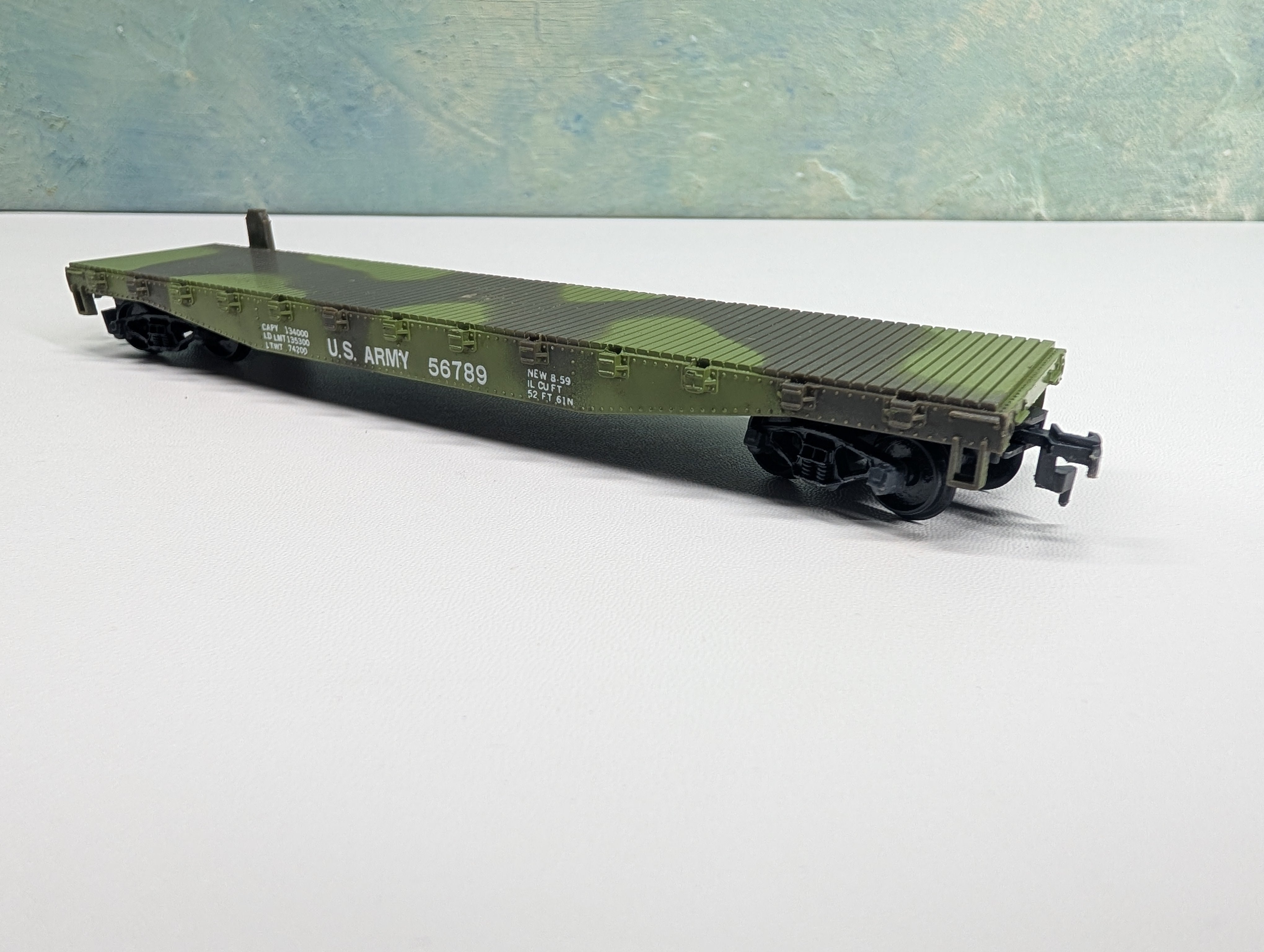 USED AHM HO Scale 50' Flat Car US Army 56789