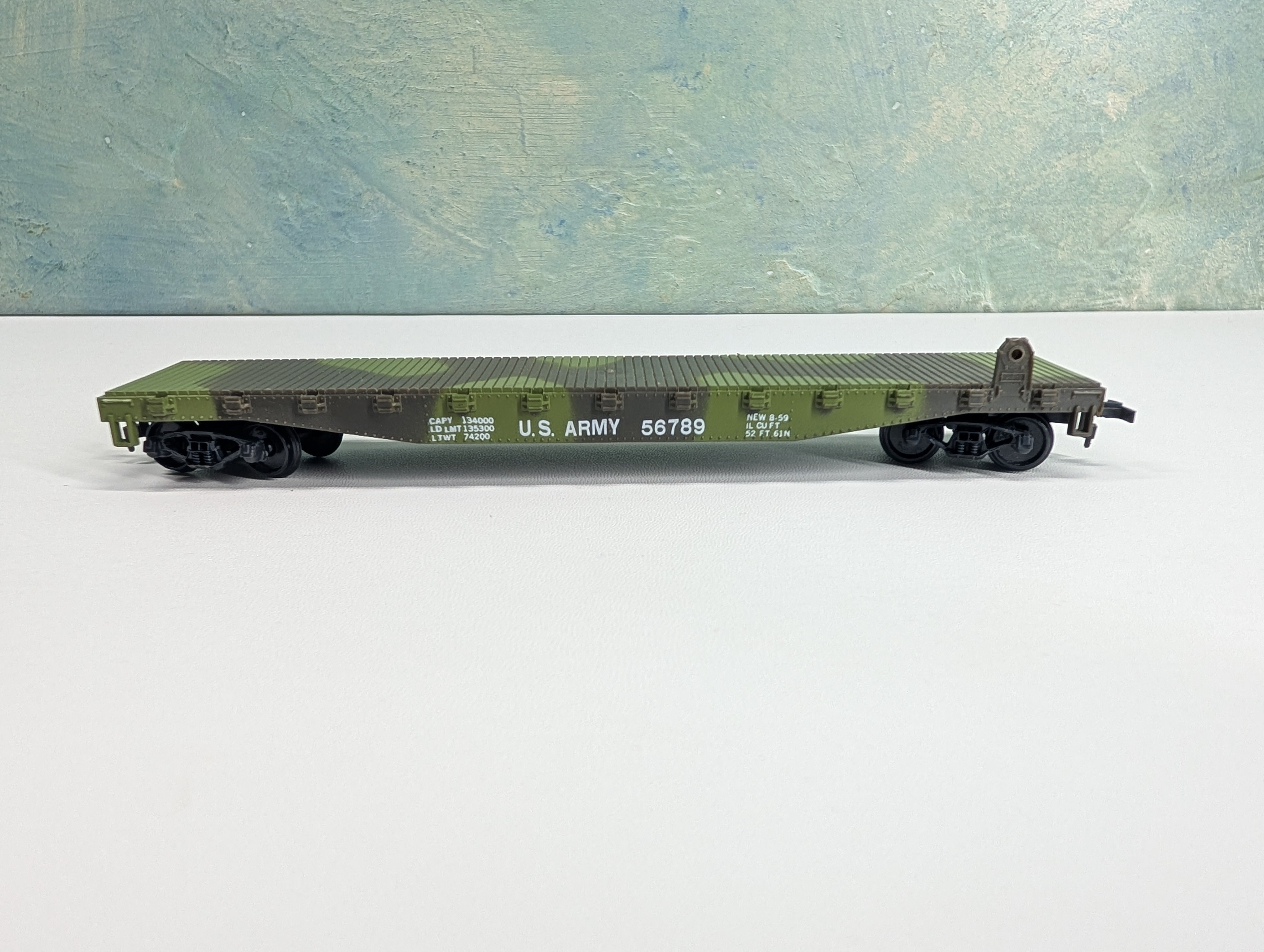 USED AHM HO Scale 50' Flat Car US Army 56789