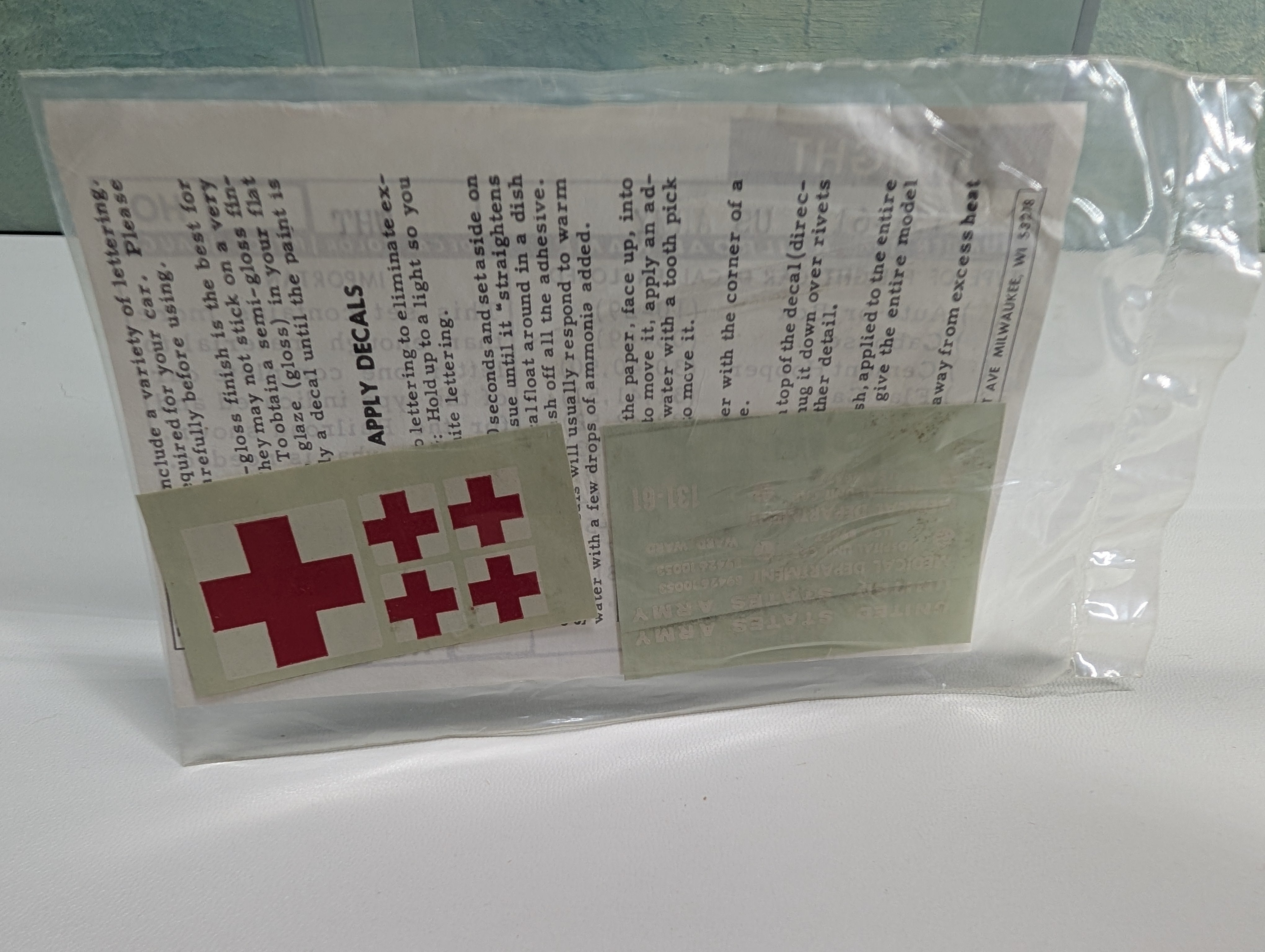 Walthers 131-61 HO Scale United States Army, Medical Department Decals, White