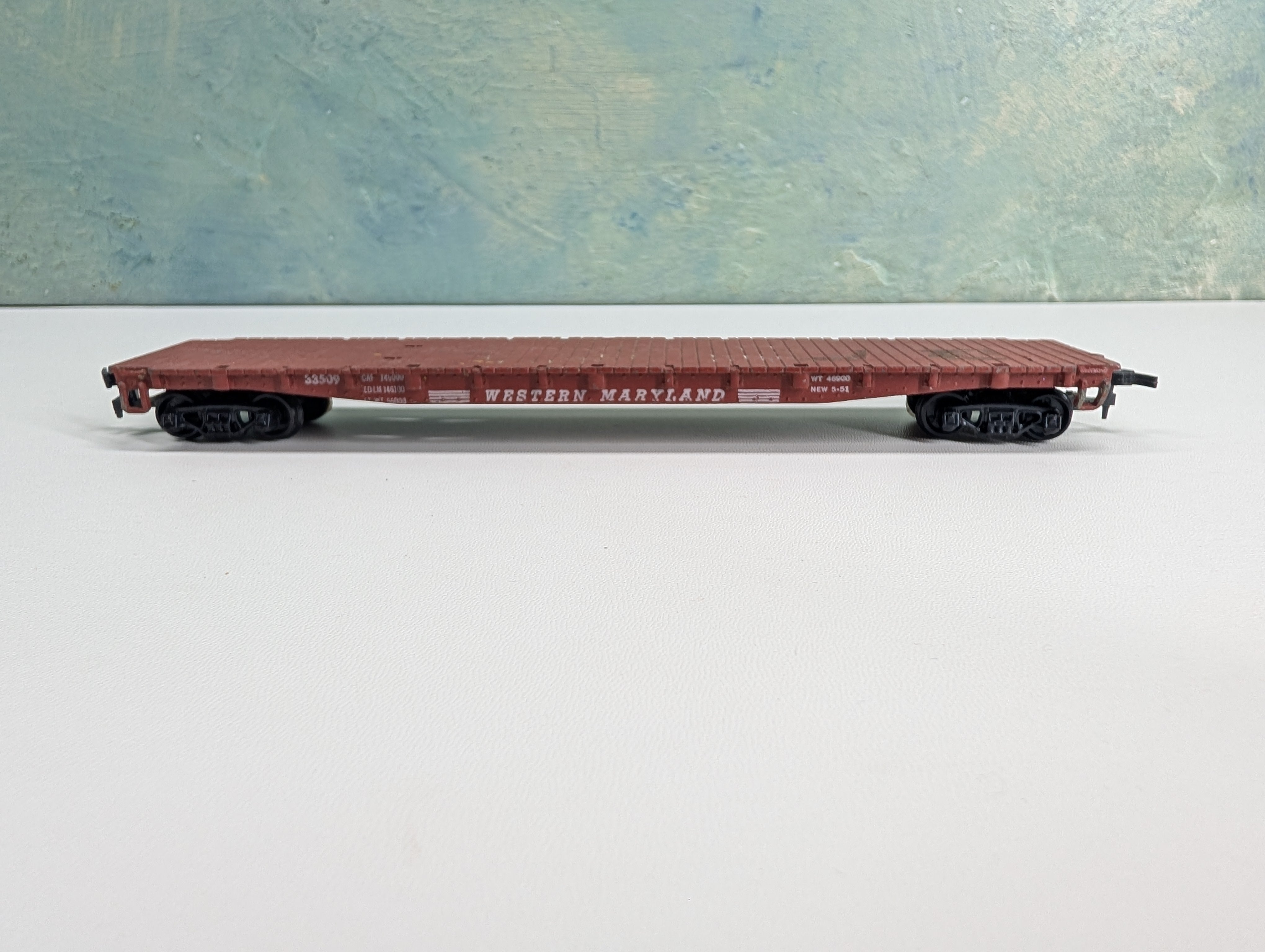 USED Gilbert HO Scale 55' Flat Car Western Maryland WM #33509 Metal