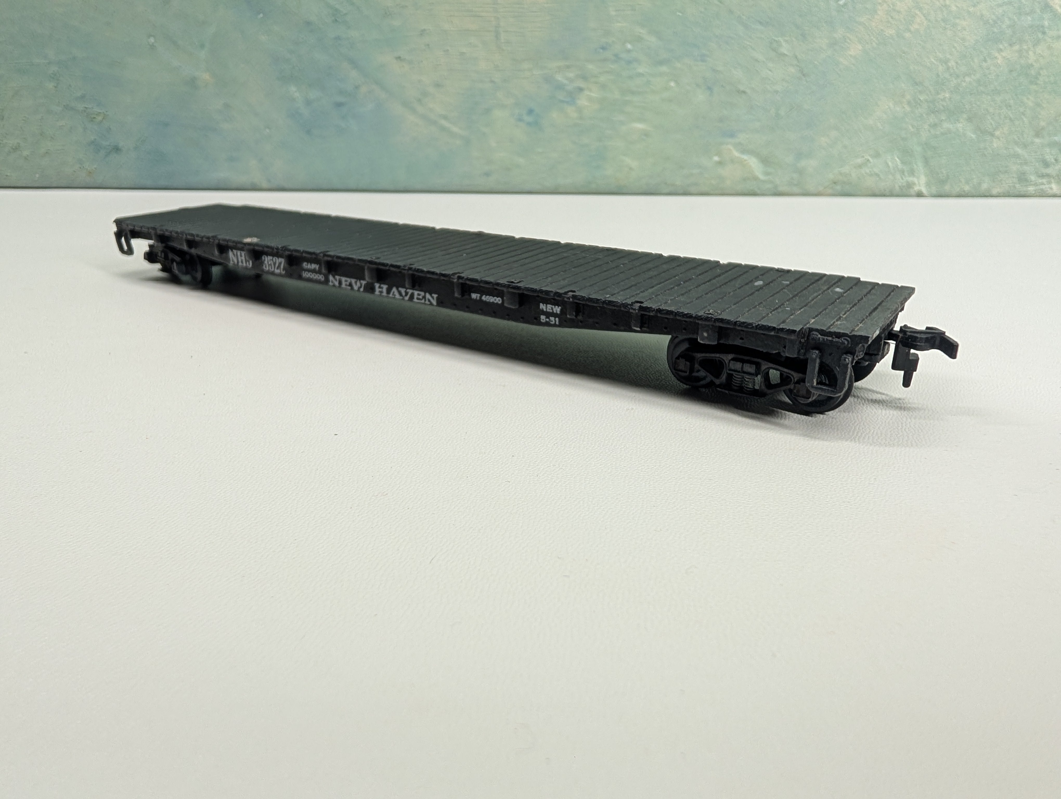 USED Gilbert HO Scale 55' Flat Car New Haven NH3 #3527 Metal