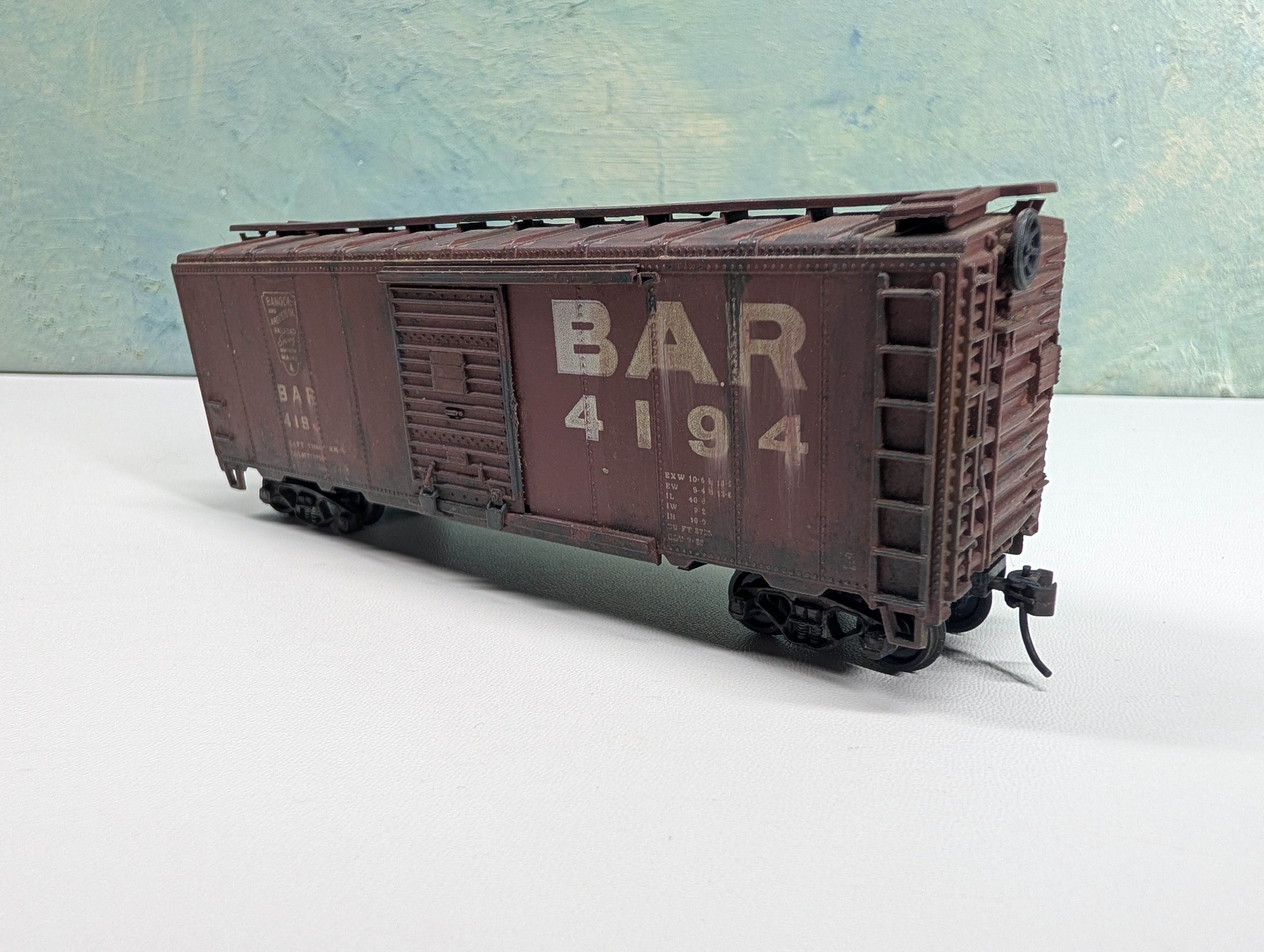 USED Athearn HO Scale 40' Box Car Bangor and Aroostook BAR #4194 Weathered