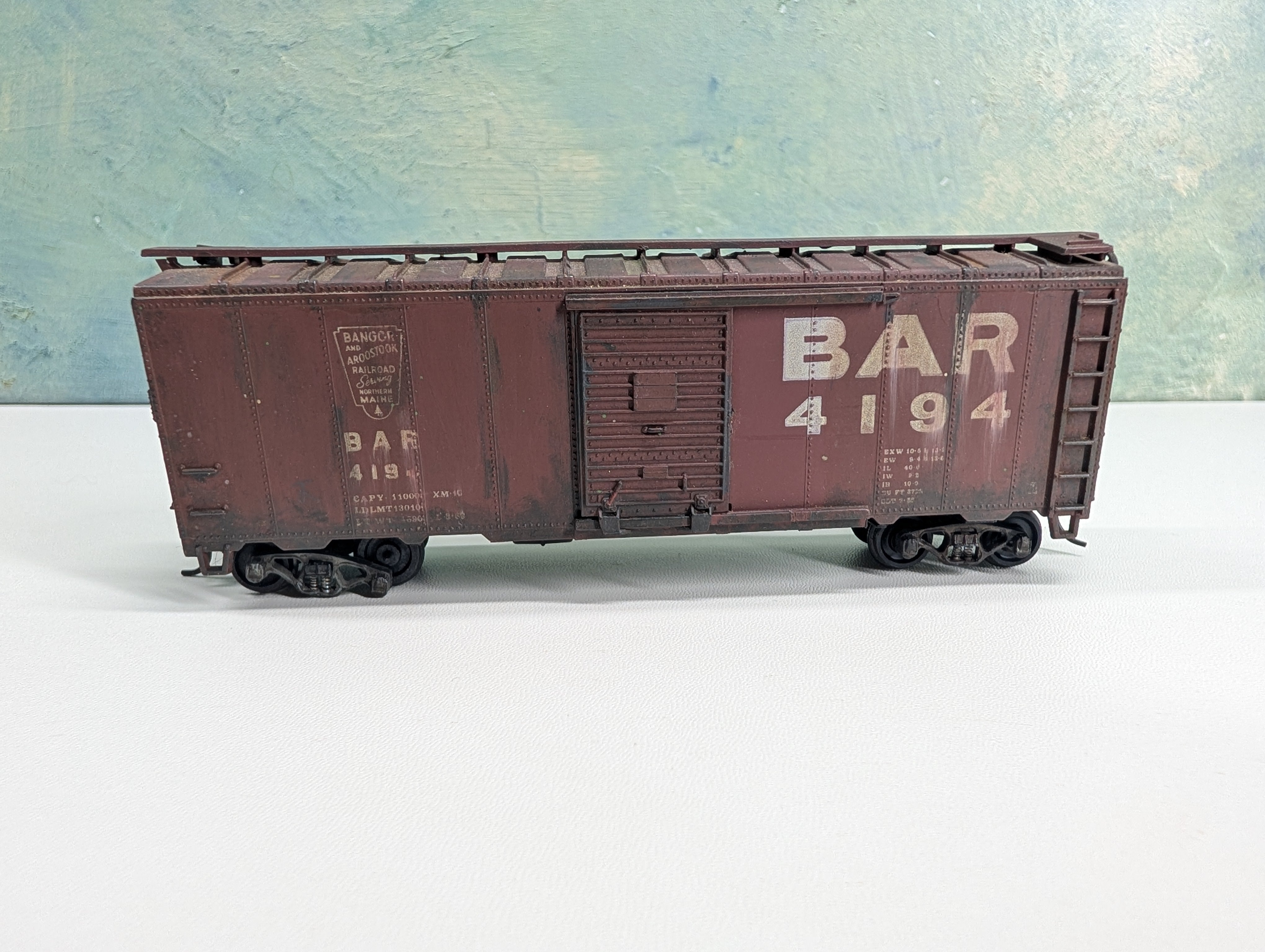 USED Athearn HO Scale 40' Box Car Bangor and Aroostook BAR #4194 Weathered