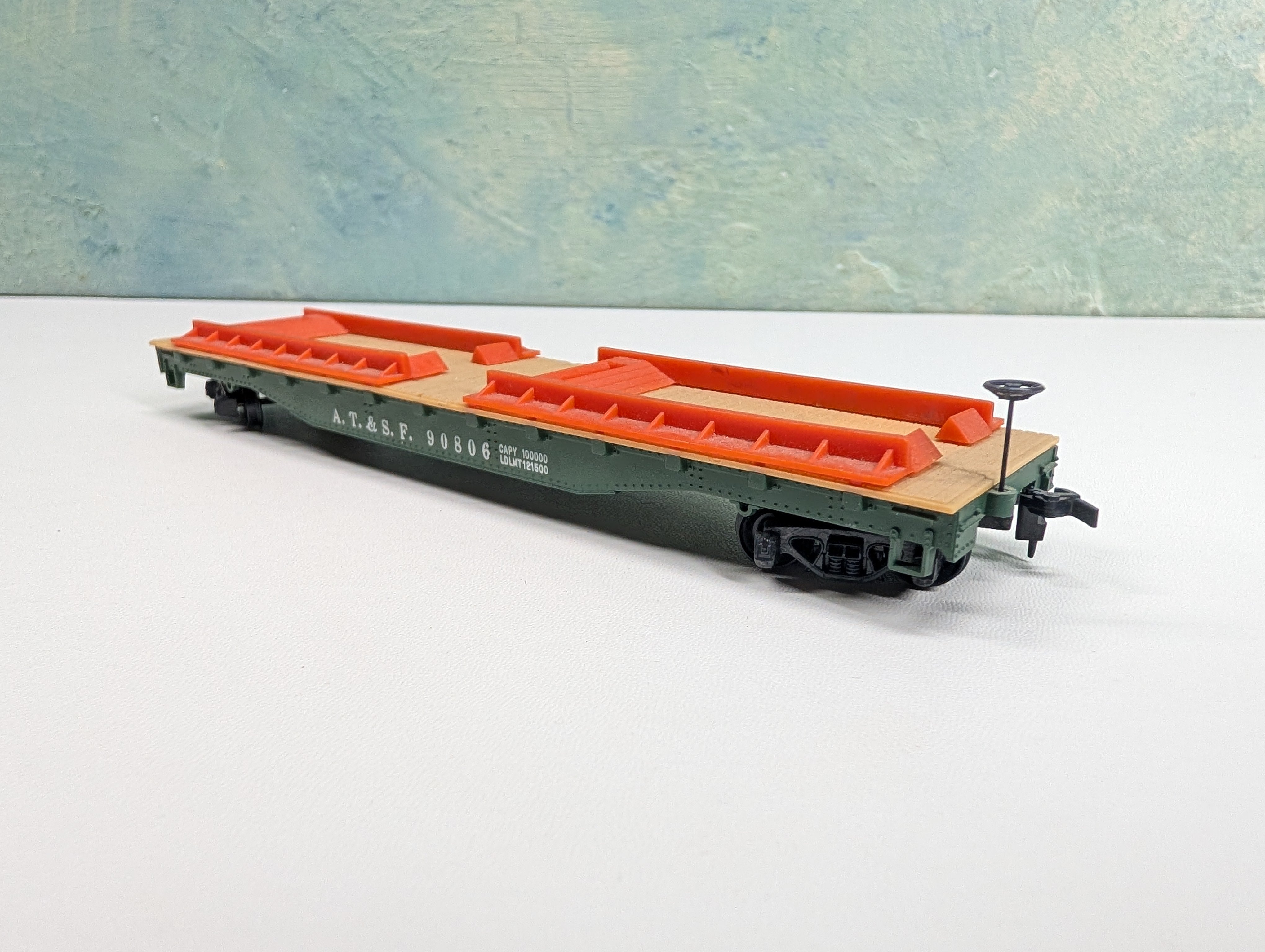 USED Mantua HO Scale 50' Trailer Flat Car w/ Brake Wheel! Santa Fe ATSF #90806