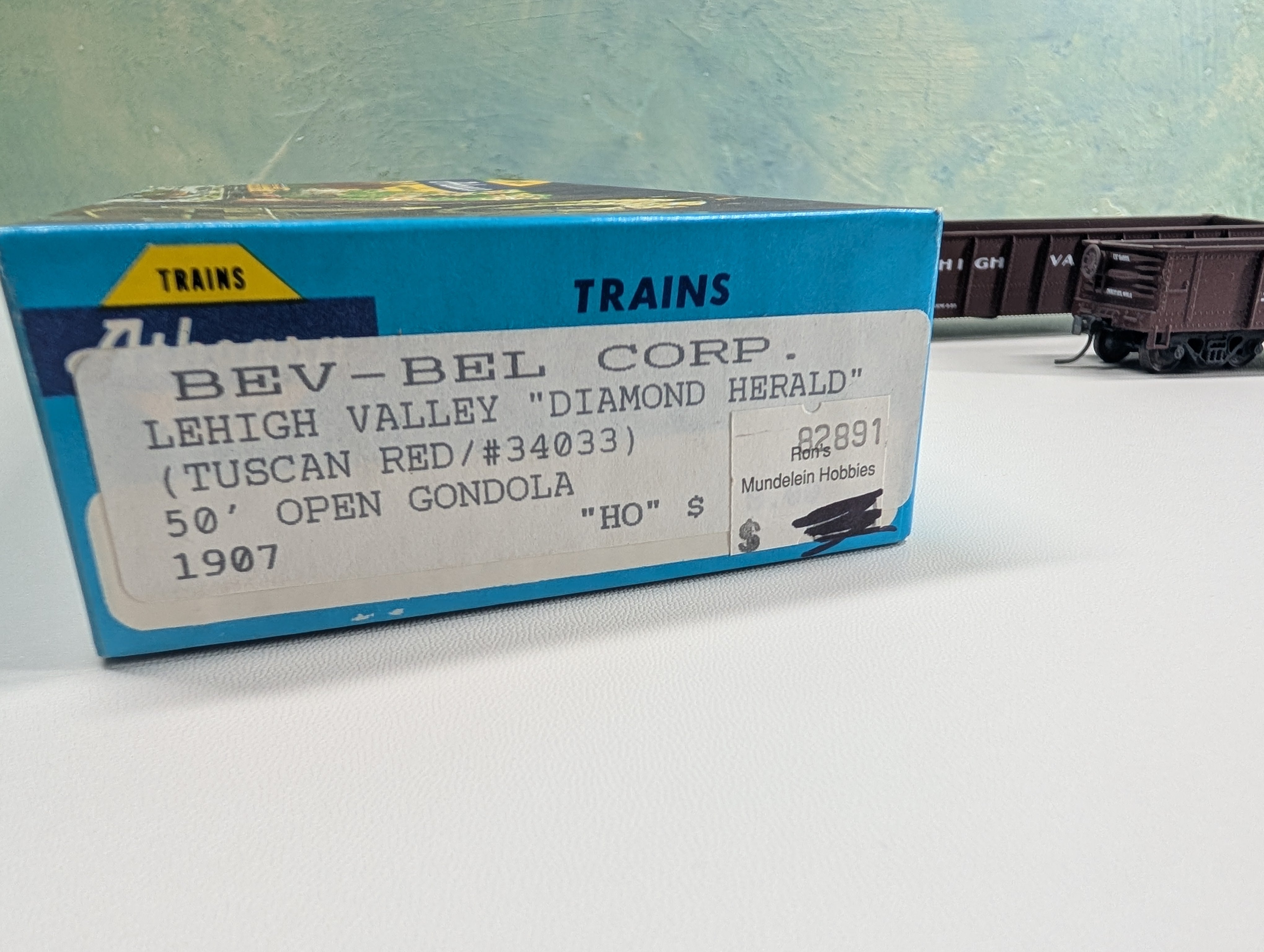 USED Athearn HO Scale 50' Open Gondolas Lehigh Valley LV #34033 & 34058 Bev-Bel, Metal Wheels (2 pcs)
