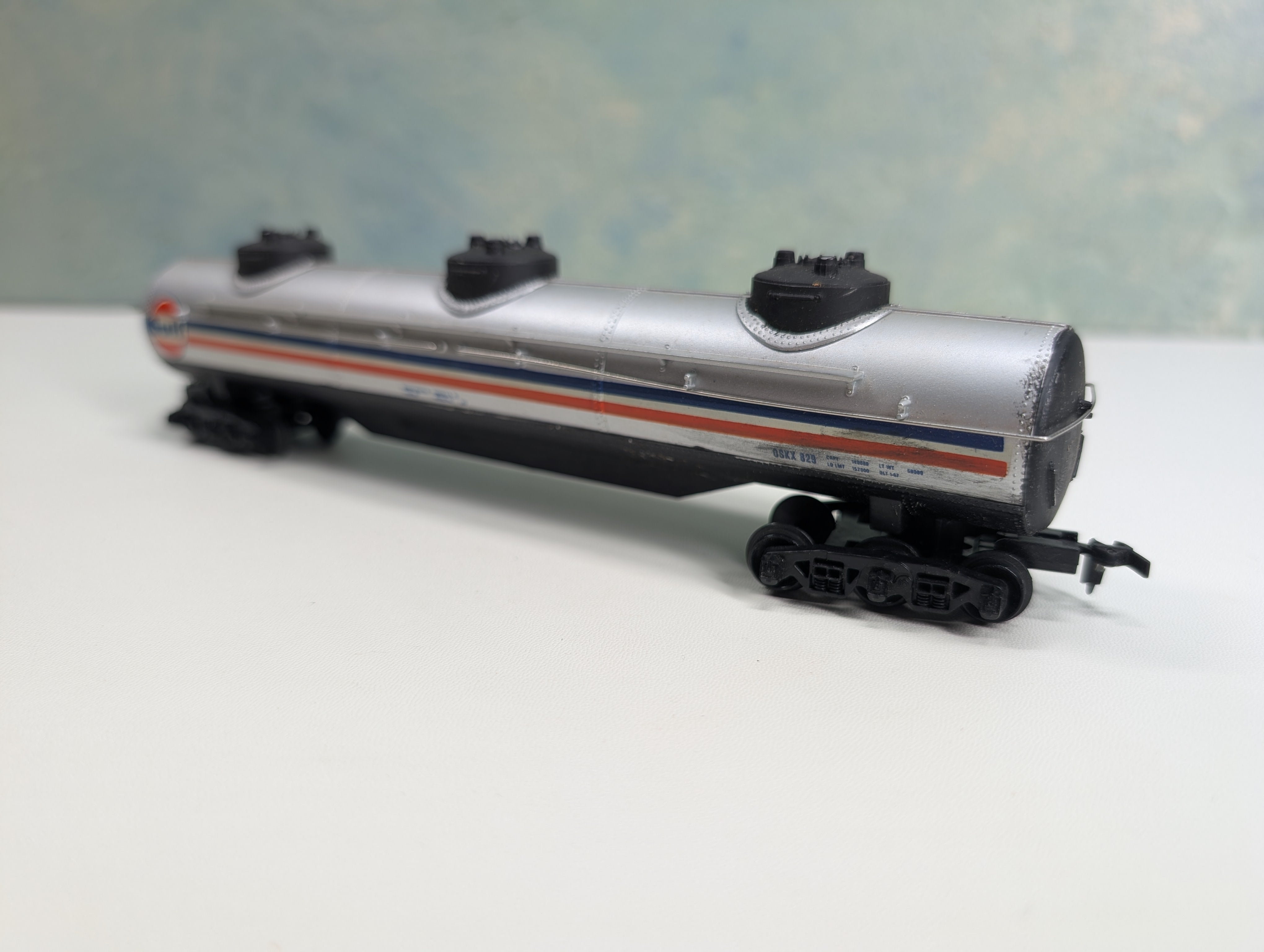 USED Tyco HO Scale Large Triple Dome Tank Car Gulf OSKX #829
