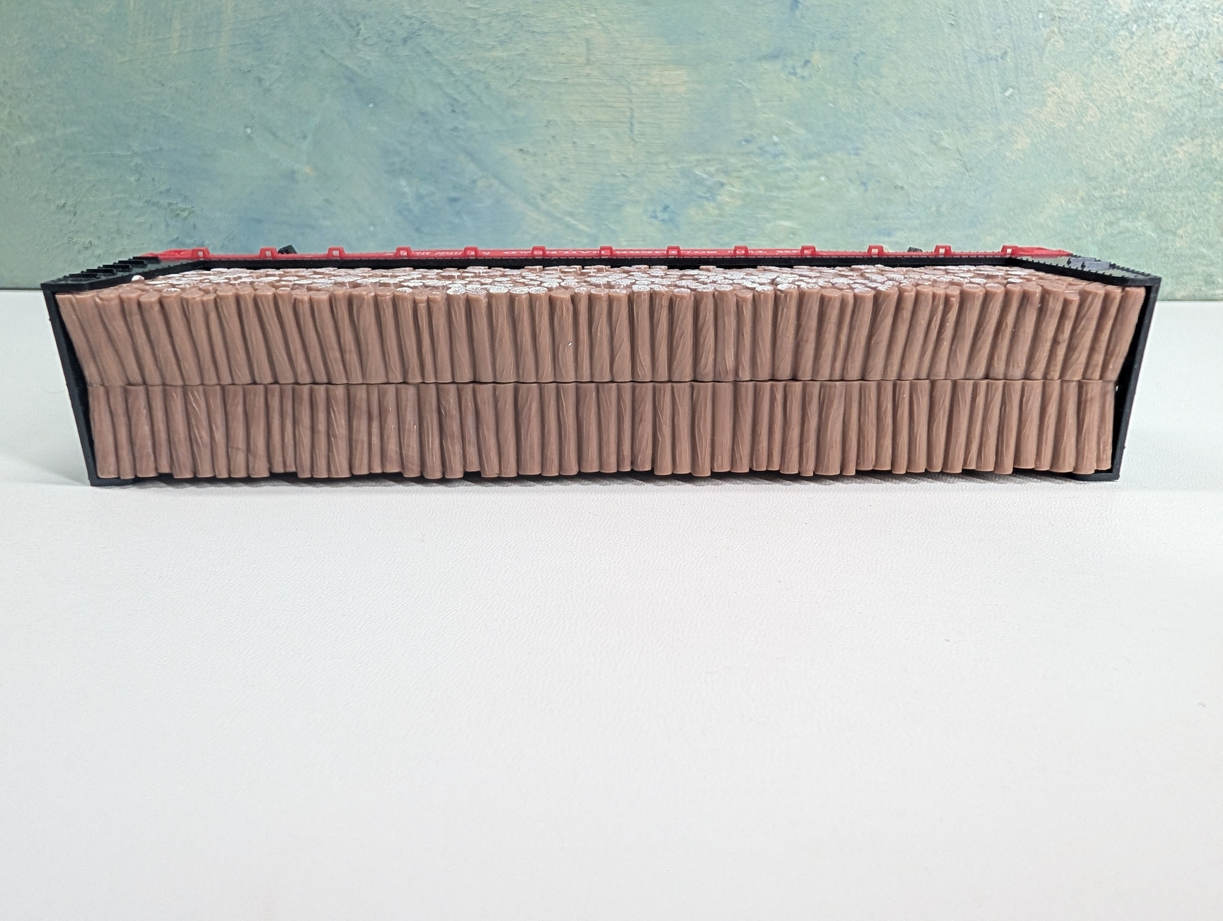 USED Mantua HO Scale 50' Bulkhead Flat Car w/ Pulpwood Southern #4365