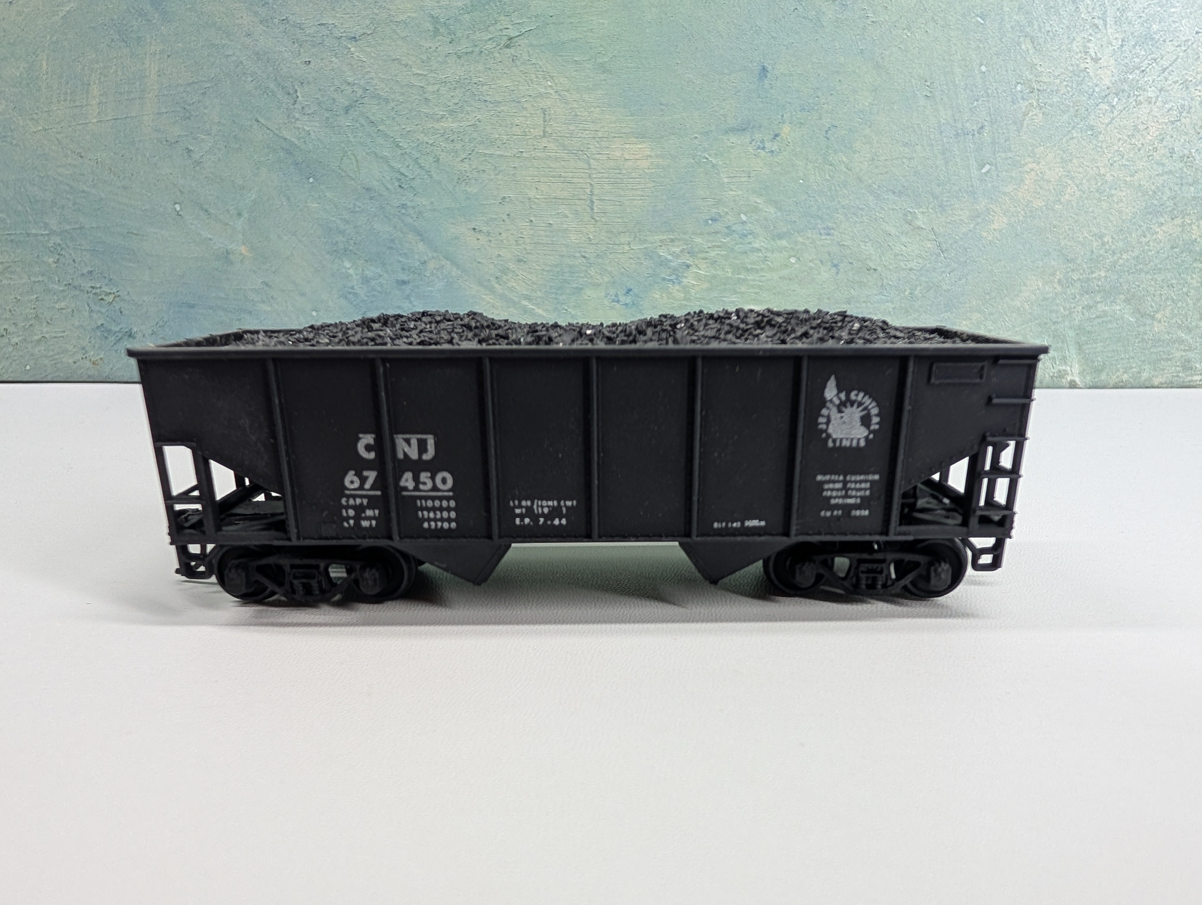 USED Athearn HO Scale 2 Bay Hoper w/ Coal Load CNJ #67450