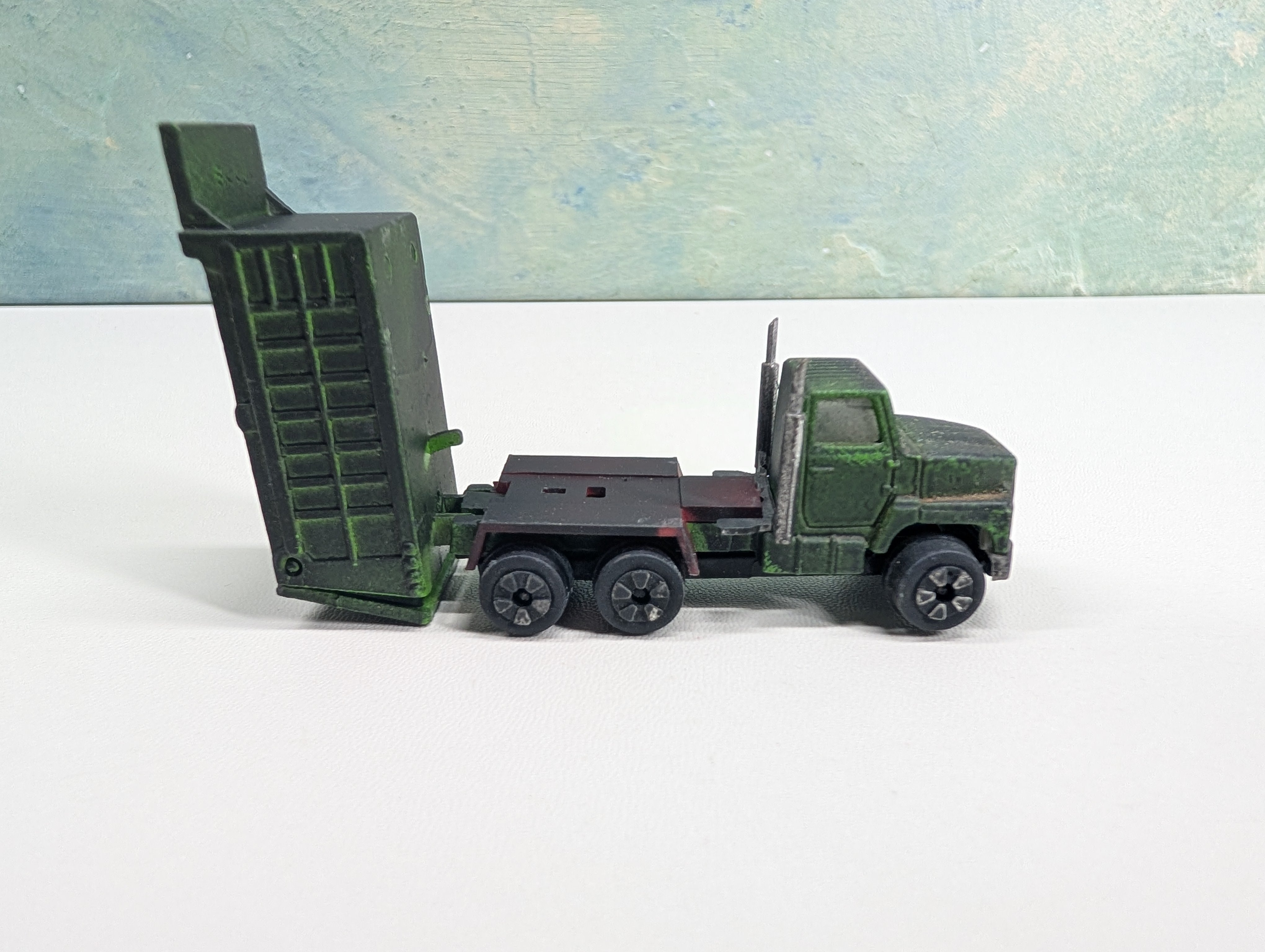 USED Playart HO Scale Green Dump Truck, Weathered