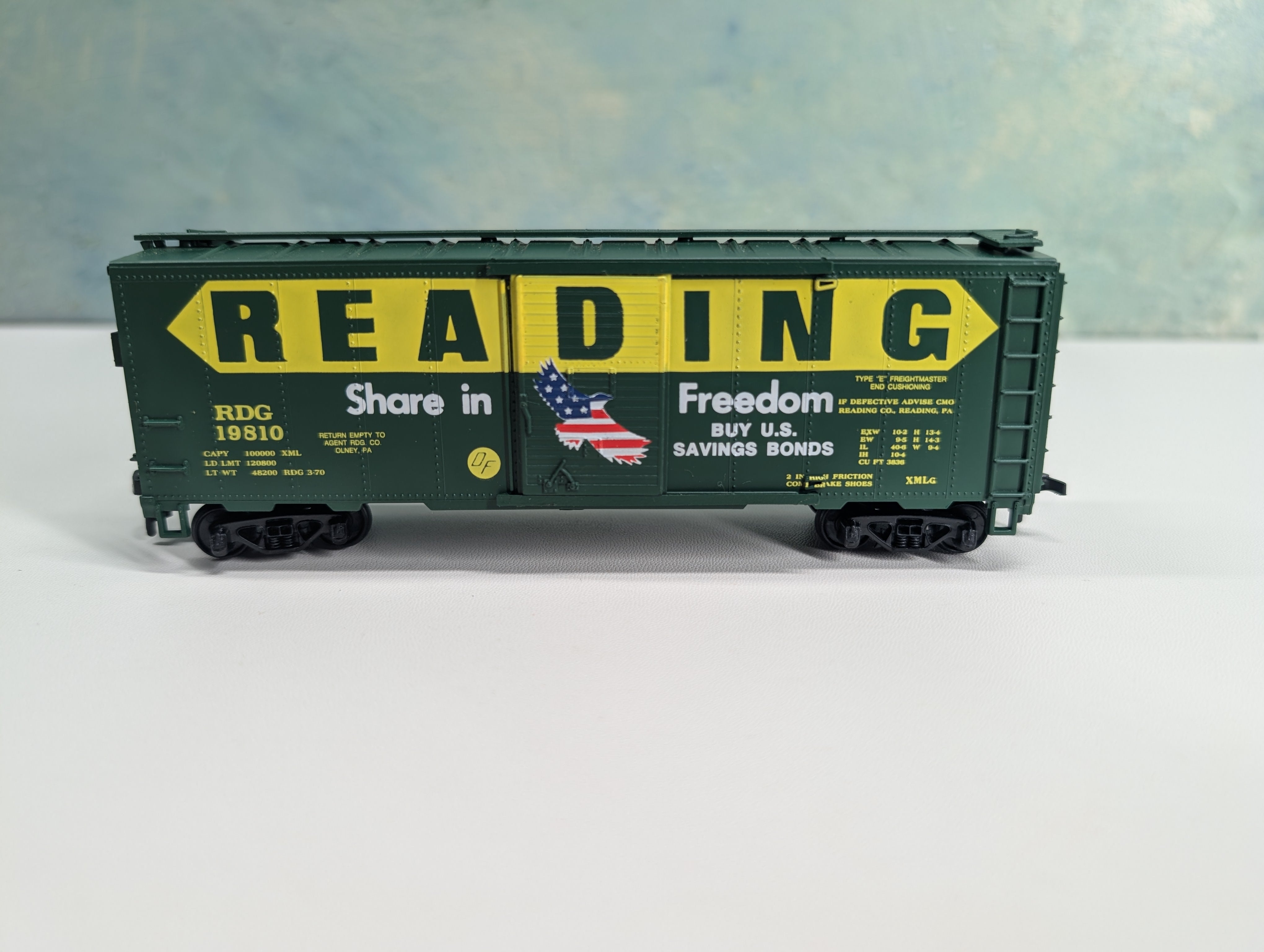 USED Mantua 734-586 HO Scale Heavy 41' Steel Box Car Reading RDG #19810