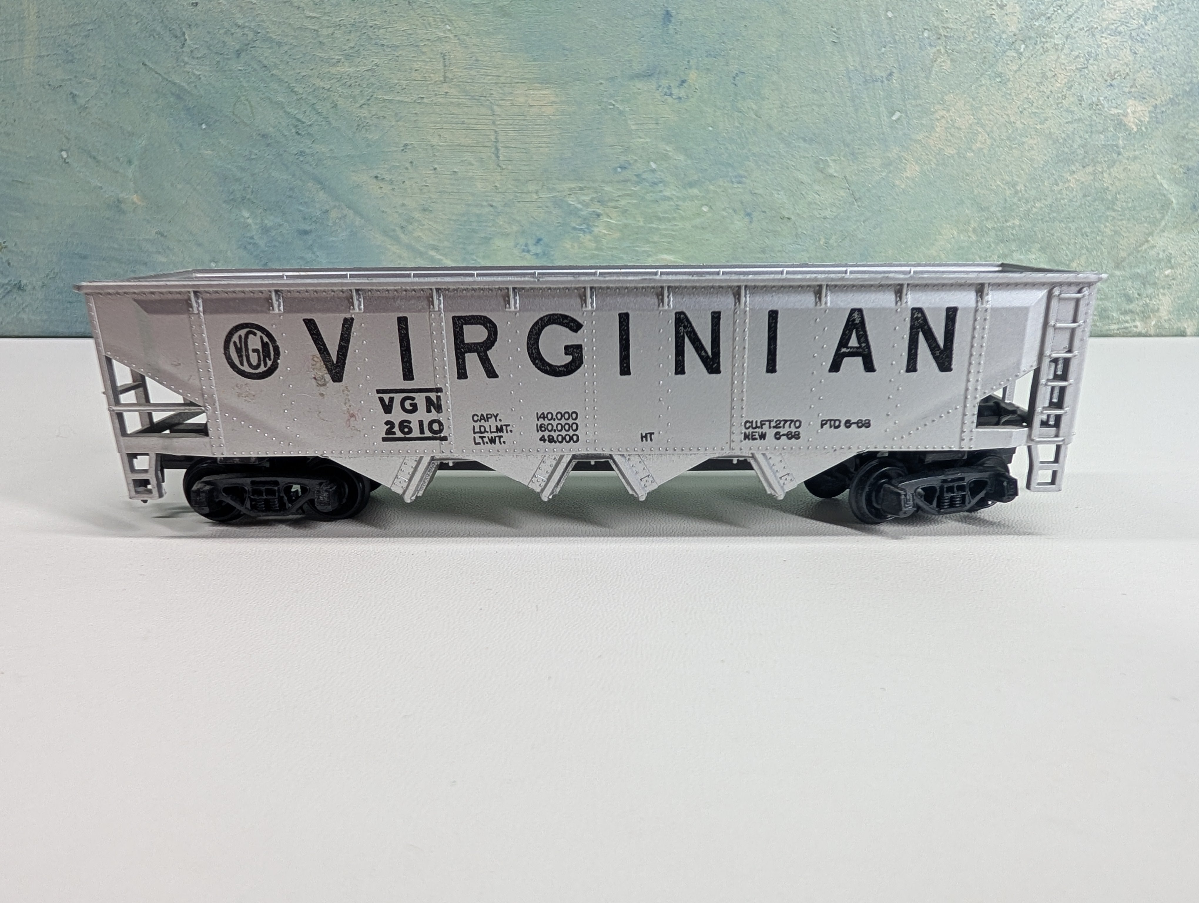 USED Tyco HO Scale Quad Hopper Virginian VGN #2610