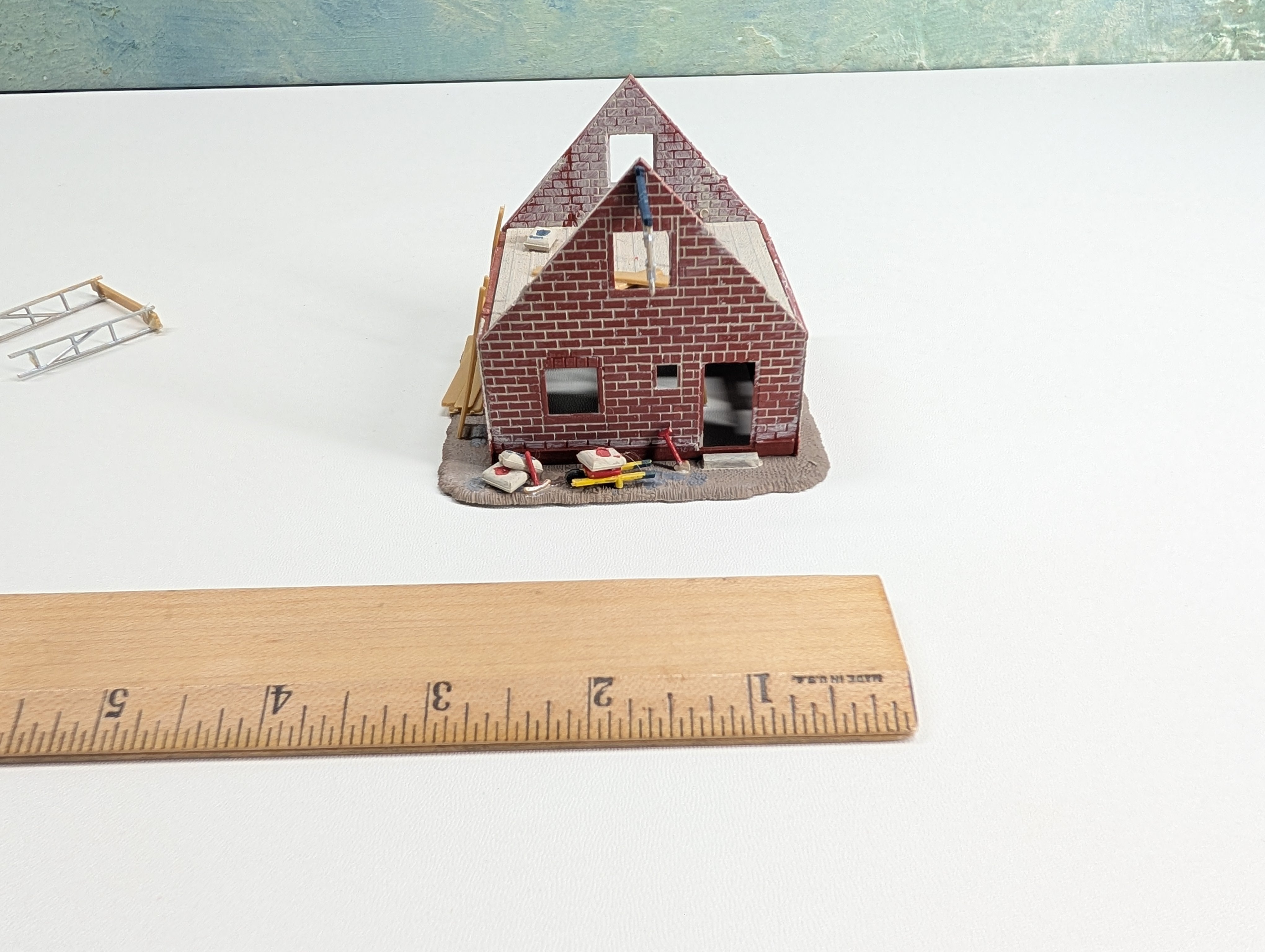 USED HO Scale Brick Home Under Construction
