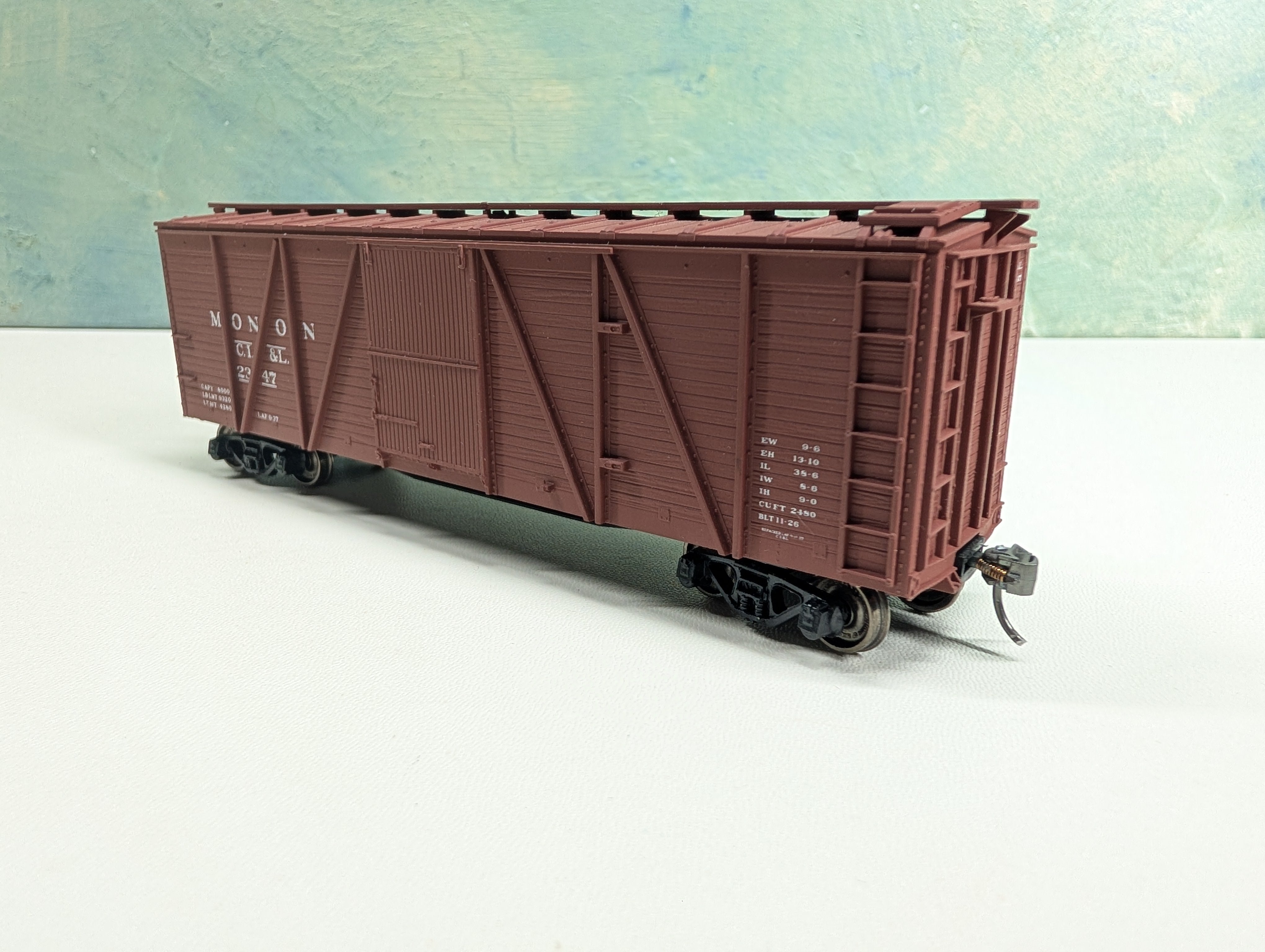 USED Accurail 7018 HO Scale 40' 6 Panel Wooden Box Car Monon CI&L #2347 Metal Wheels