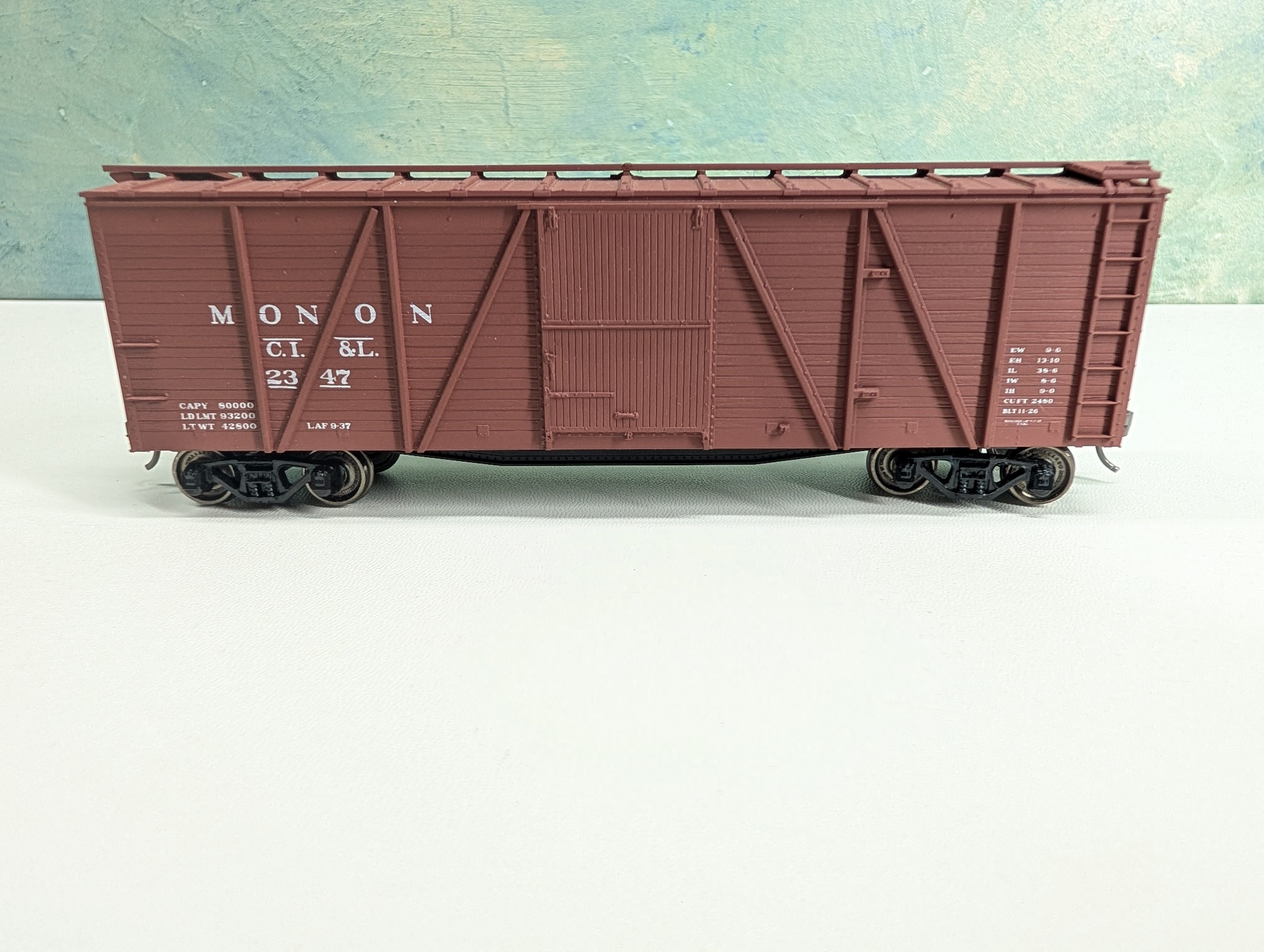 USED Accurail 7018 HO Scale 40' 6 Panel Wooden Box Car Monon CI&L #2347 Metal Wheels