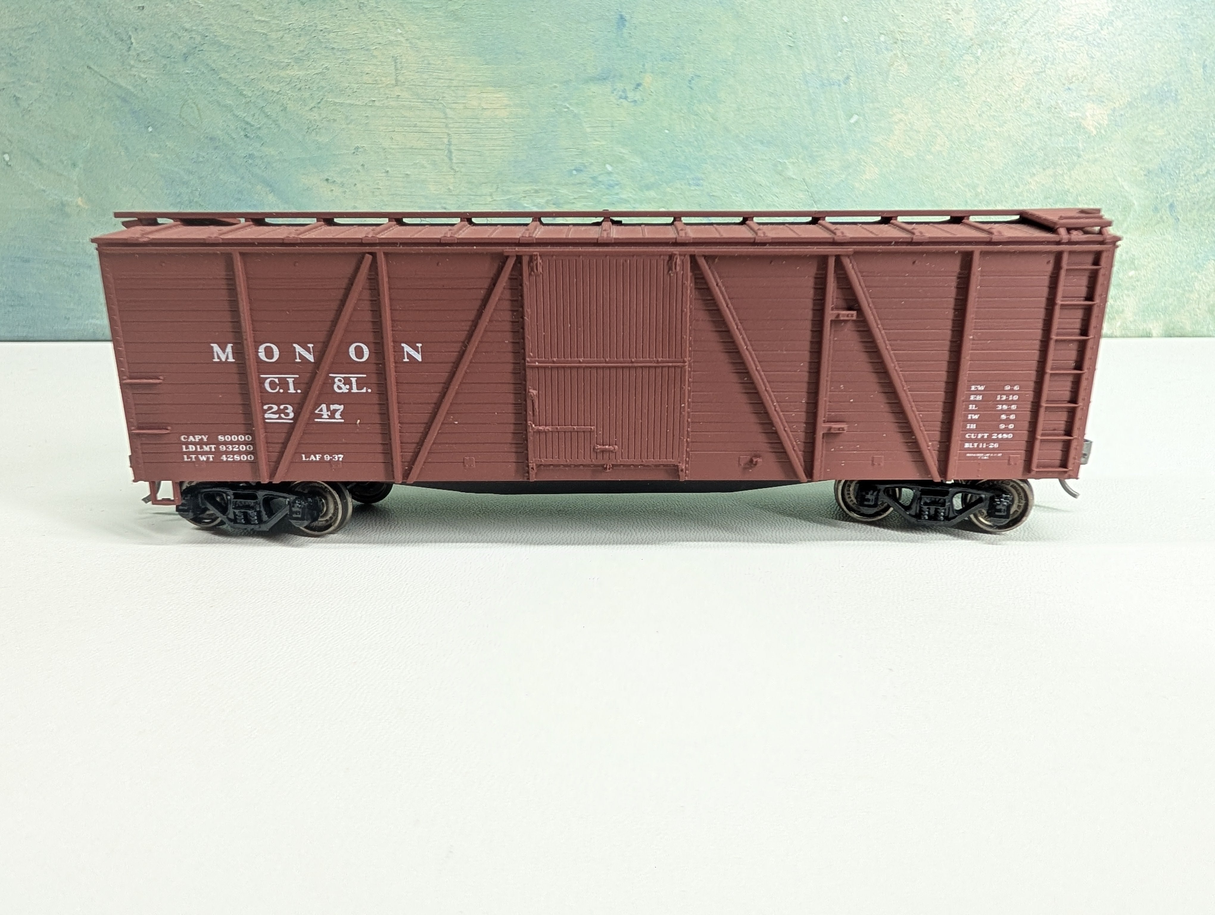 USED Accurail 7018 HO Scale 40' 6 Panel Wooden Box Car Monon CI&L #2347 Metal Wheels