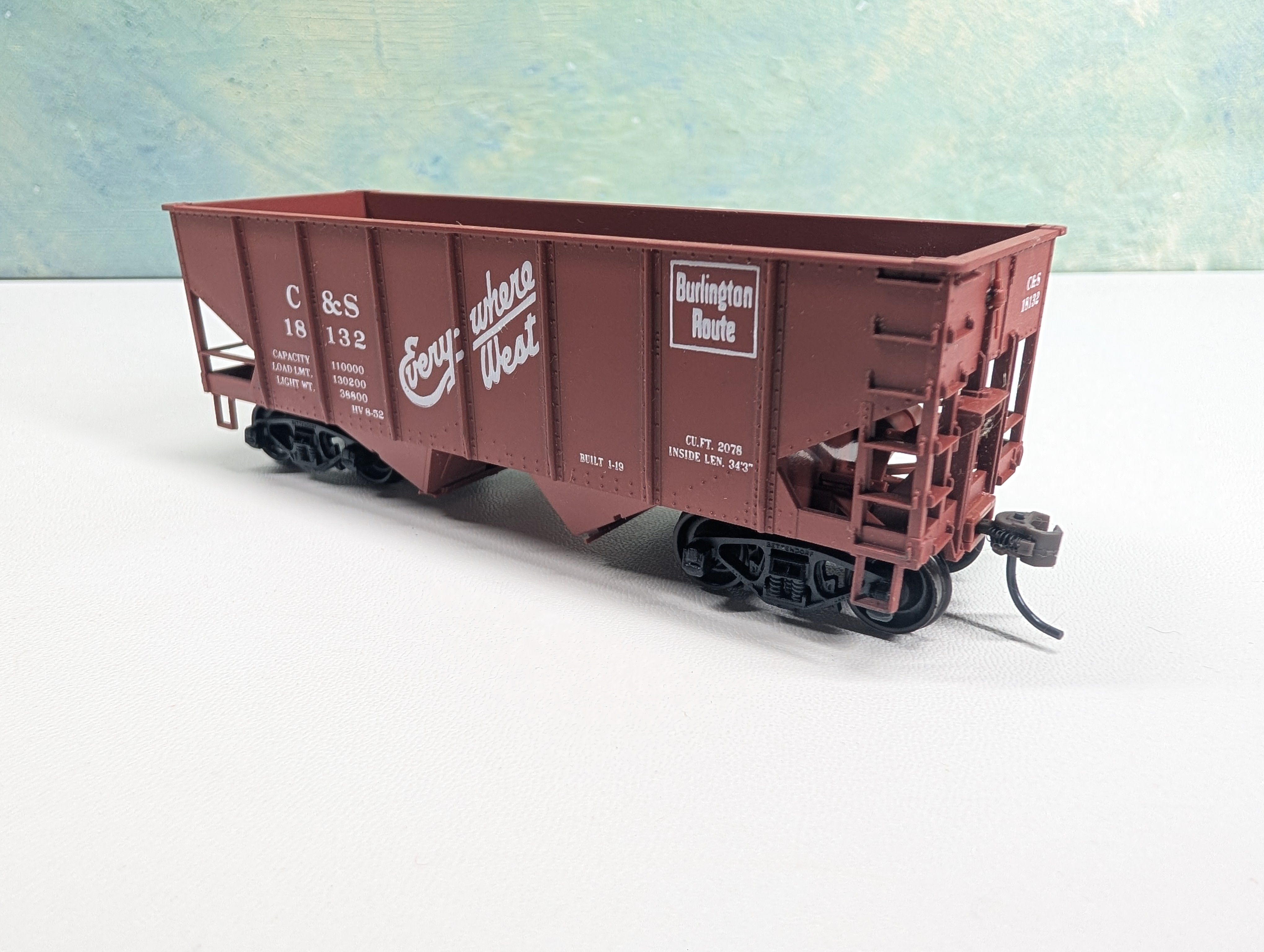 USED Accurail HO Scale 55 Ton 2 Bay Hopper Burlington C&S #18132
