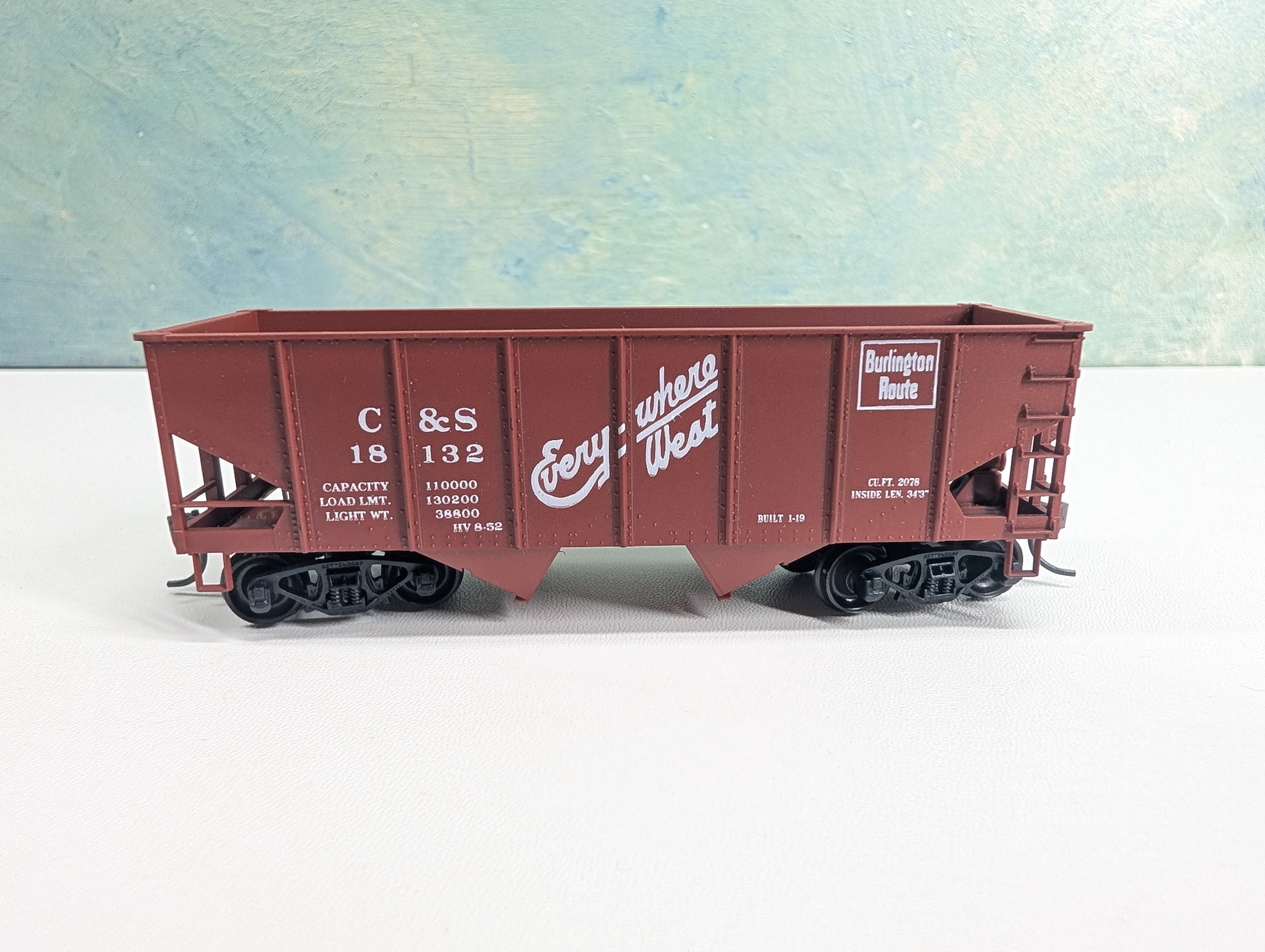 USED Accurail HO Scale 55 Ton 2 Bay Hopper Burlington C&S #18132
