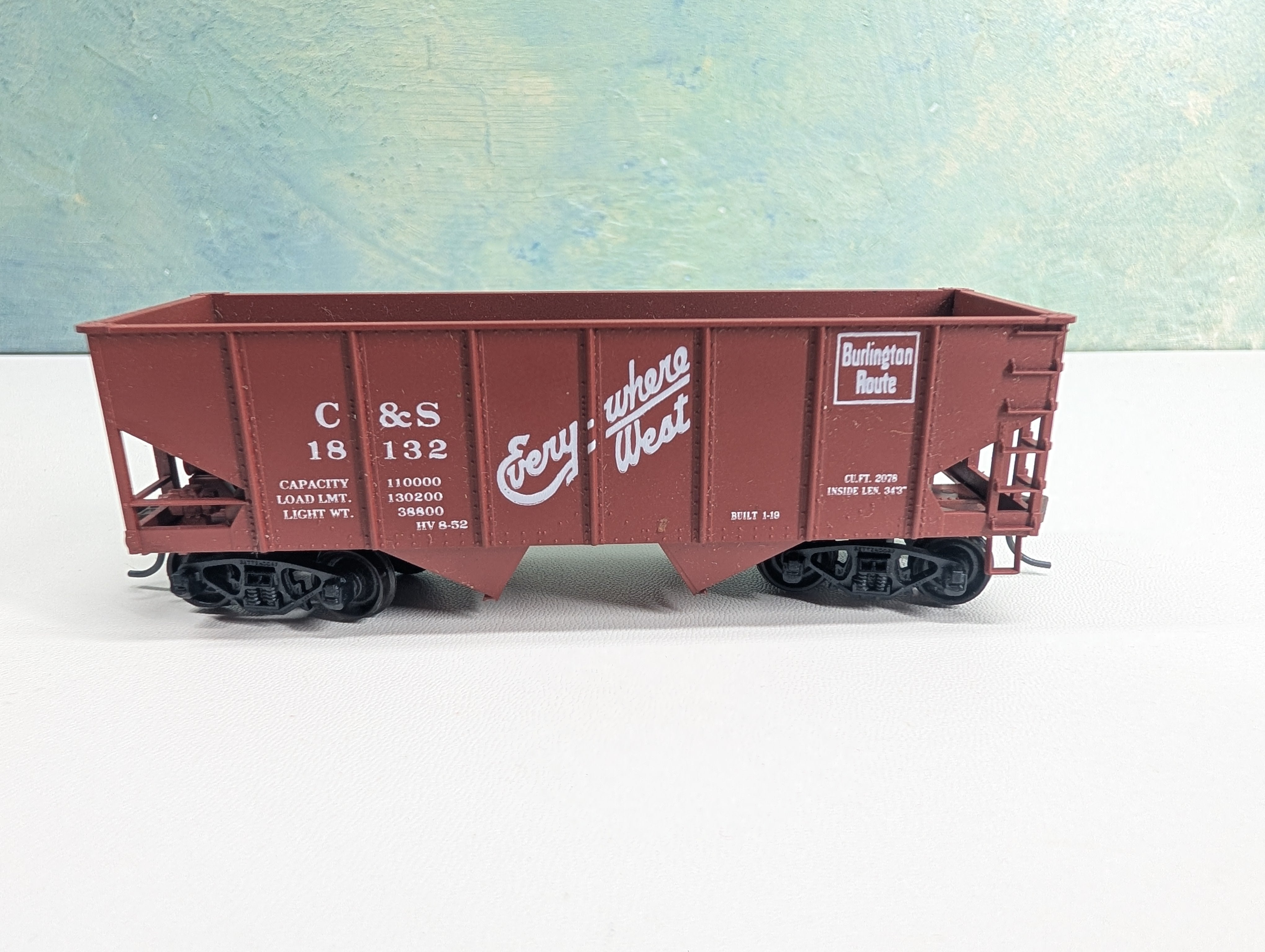 USED Accurail HO Scale 55 Ton 2 Bay Hopper Burlington C&S #18132