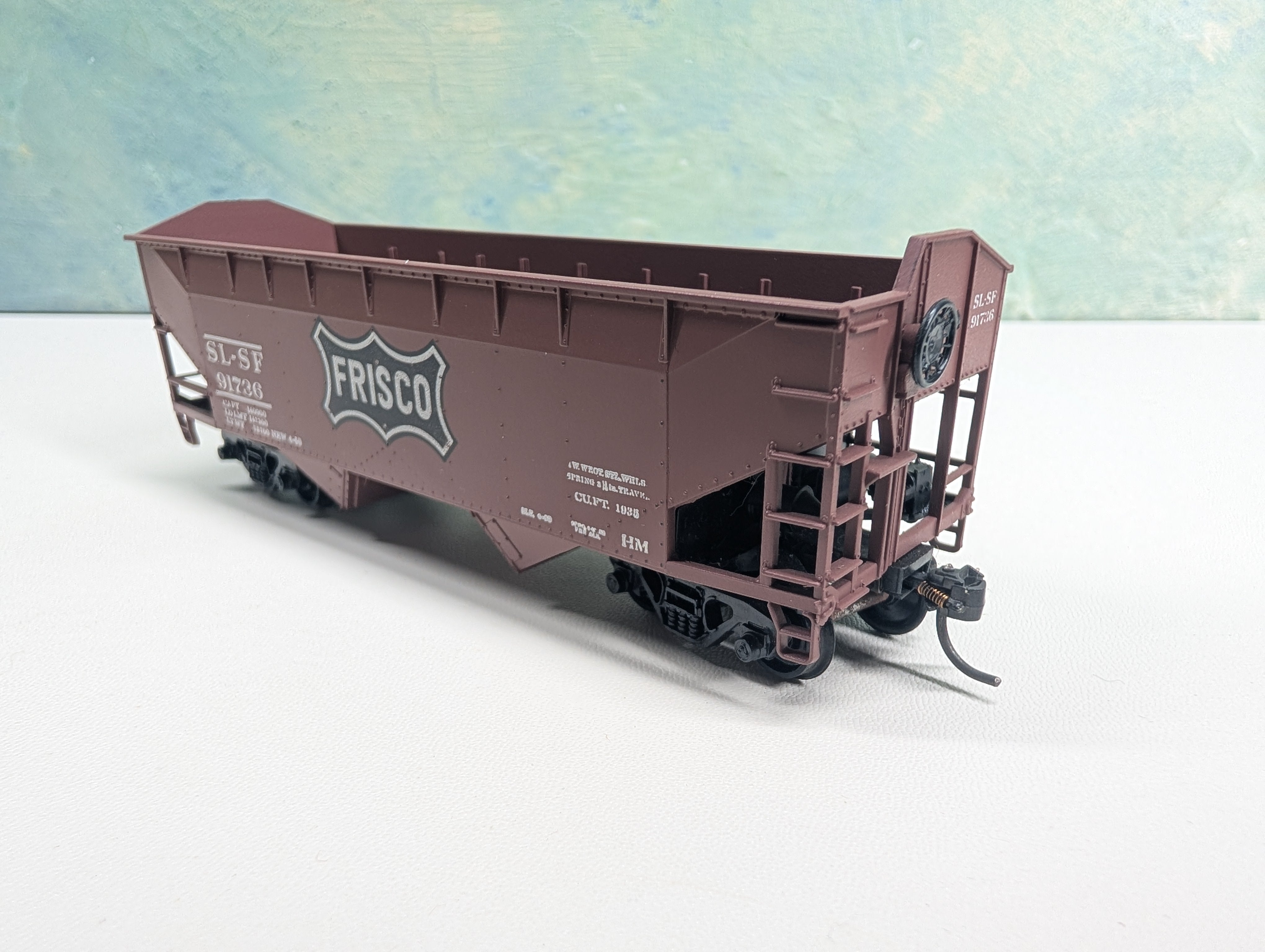 USED Athearn HO Scale 34' Offset 2 Bay Hopper Frisco SL-SF #91736