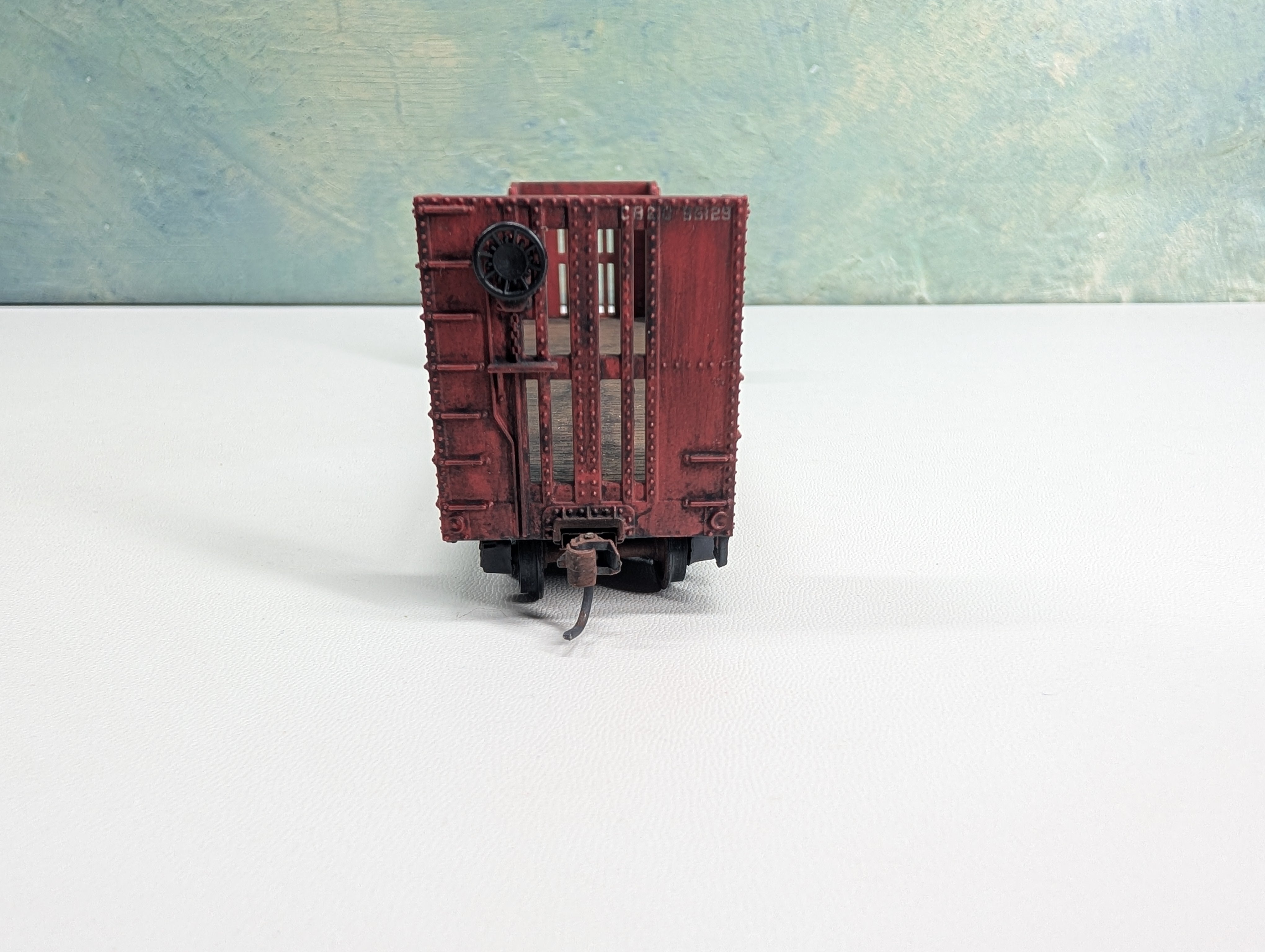 USED Athearn HO Scale 41' Bulkhead Flat Car Burlington CB&Q #95129 Weathering