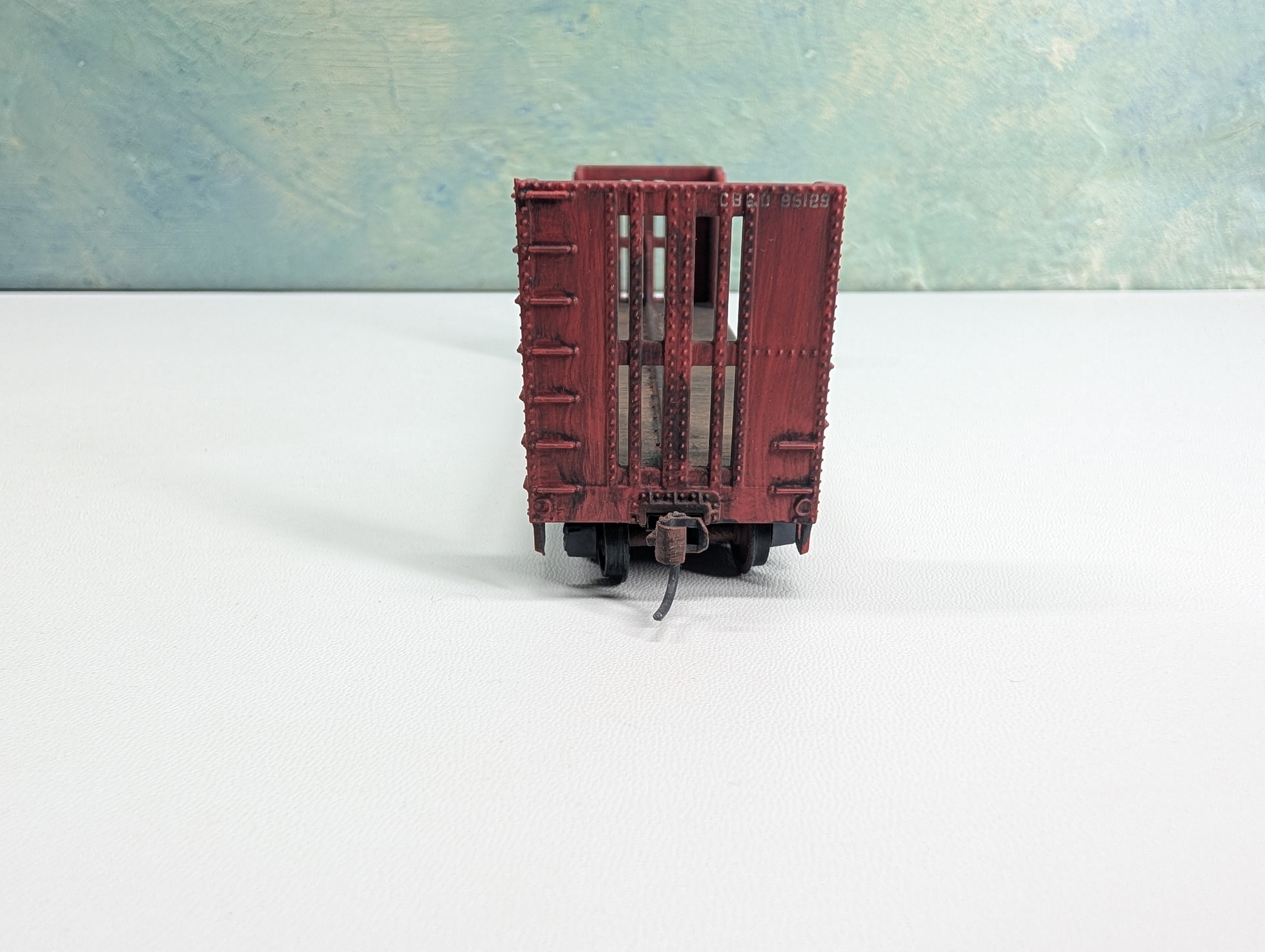 USED Athearn HO Scale 41' Bulkhead Flat Car Burlington CB&Q #95129 Weathering