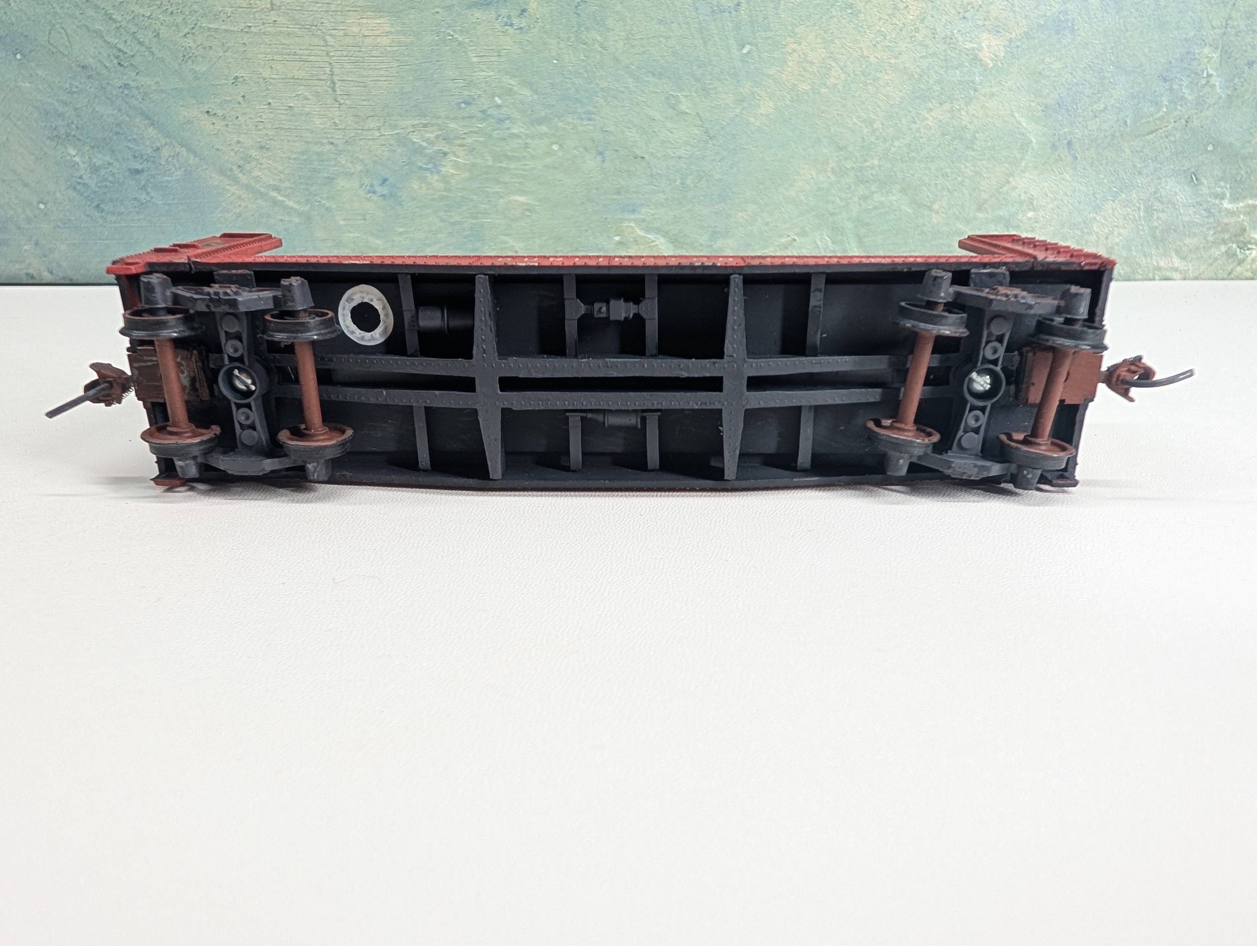 USED Athearn HO Scale 41' Bulkhead Flat Car Burlington CB&Q #95129 Weathering