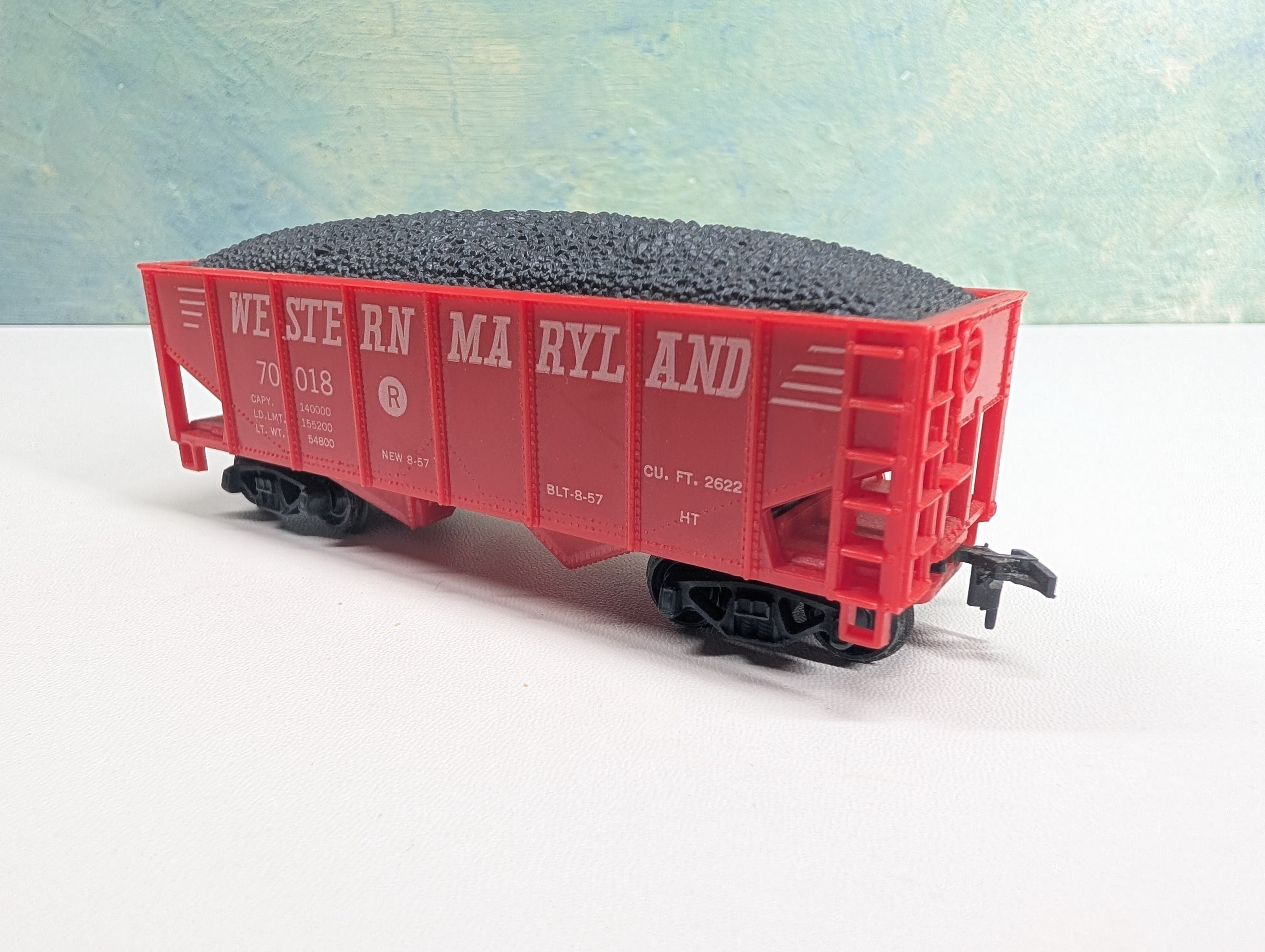 USED Marx HO Scale 2 Bay Hopper w/ Load Western Maryland WM #70018