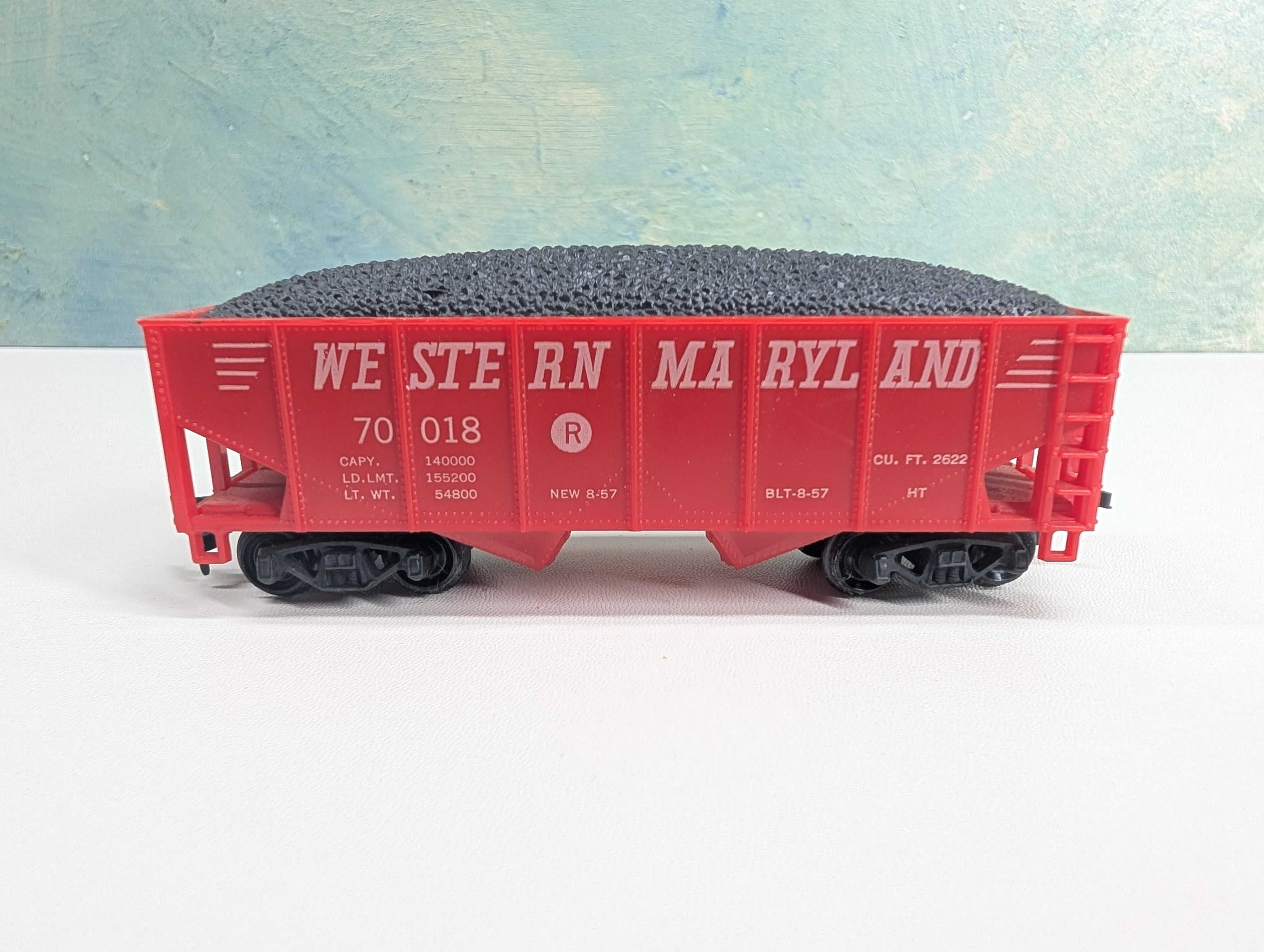 USED Marx HO Scale 2 Bay Hopper w/ Load Western Maryland WM #70018