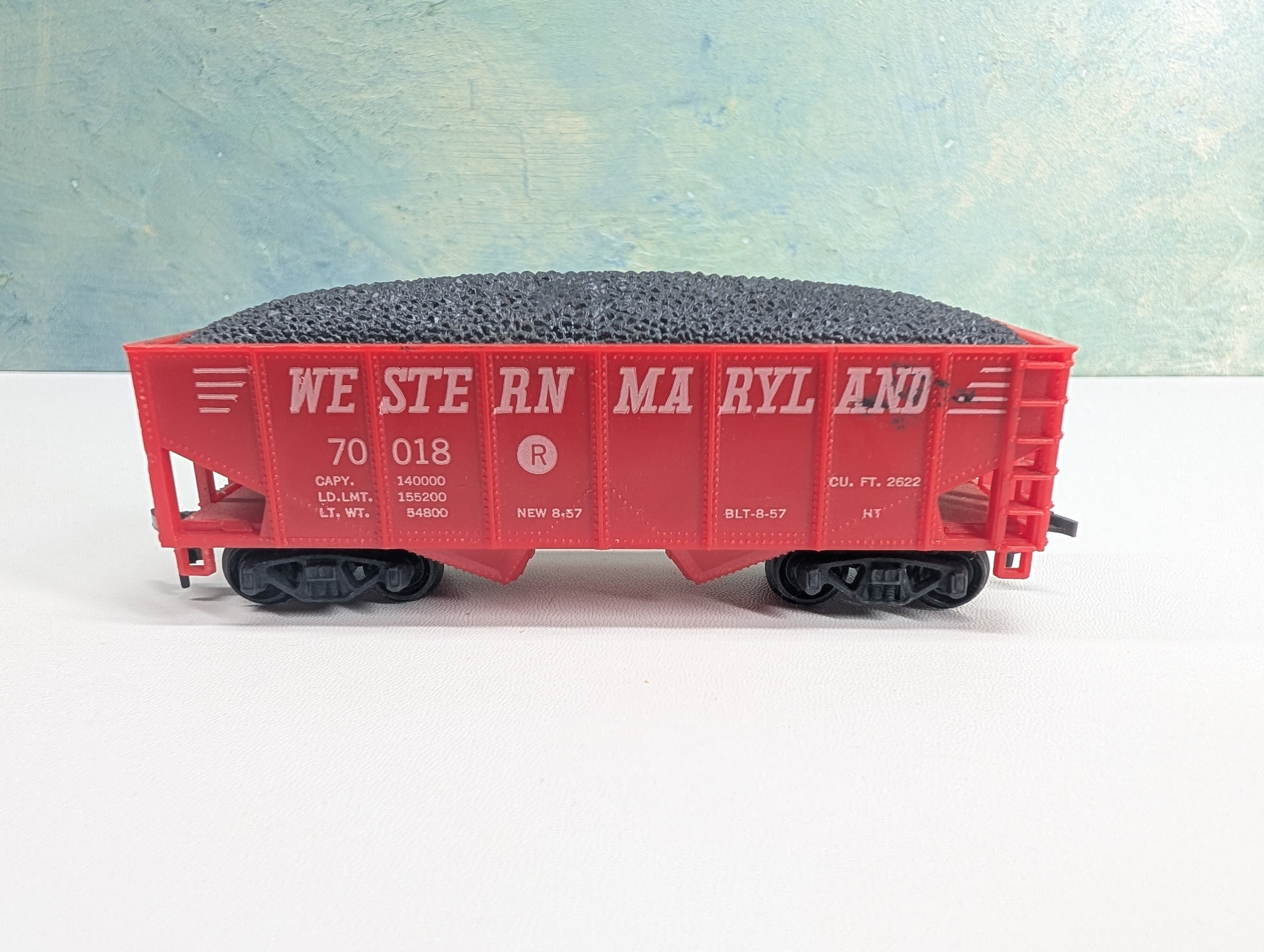 USED Marx HO Scale 2 Bay Hopper w/ Load Western Maryland WM #70018