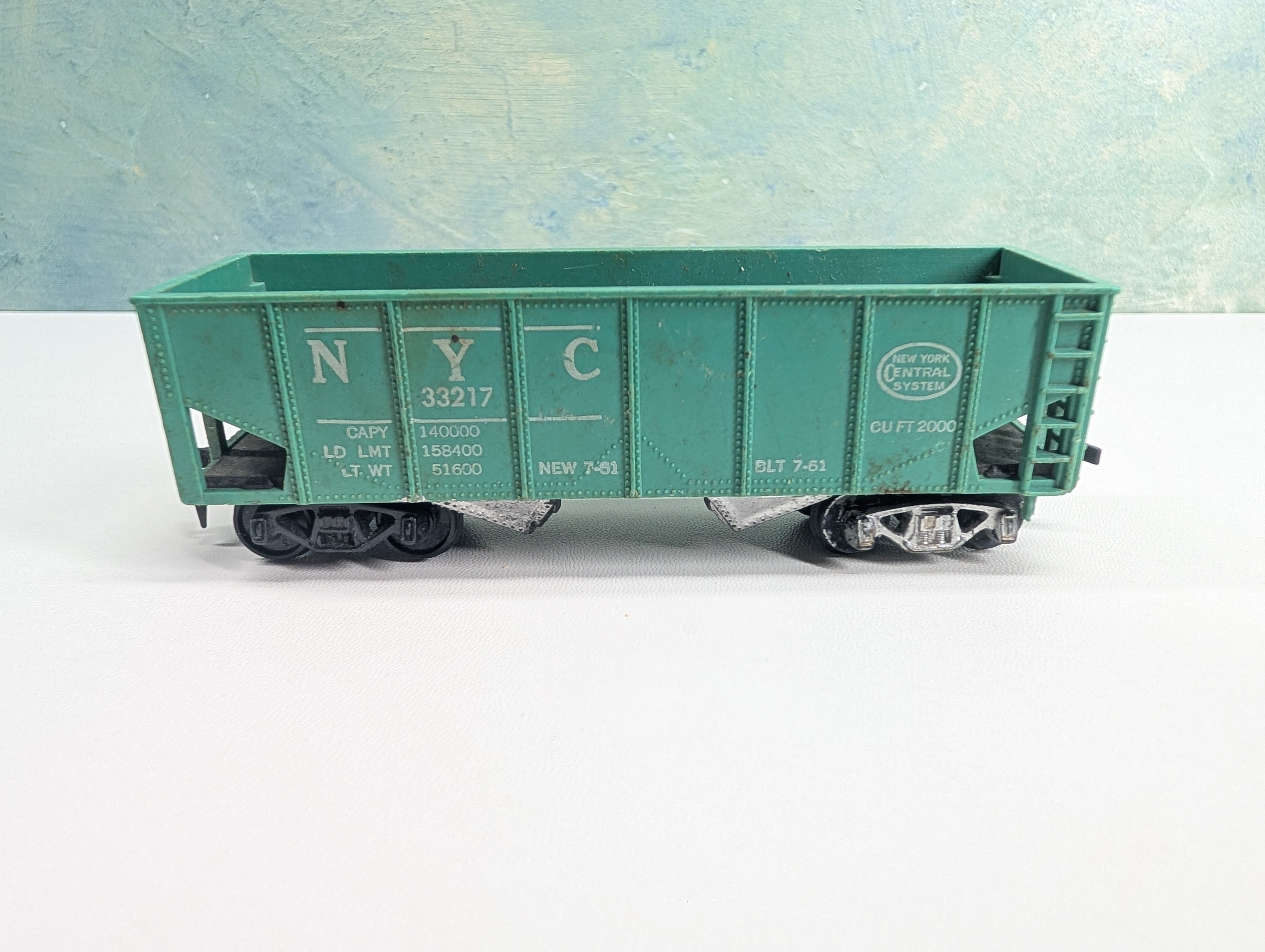 USED Gilbert HO Scale 2 Bay Hopper New York Central NYC #33217 Jade Green
