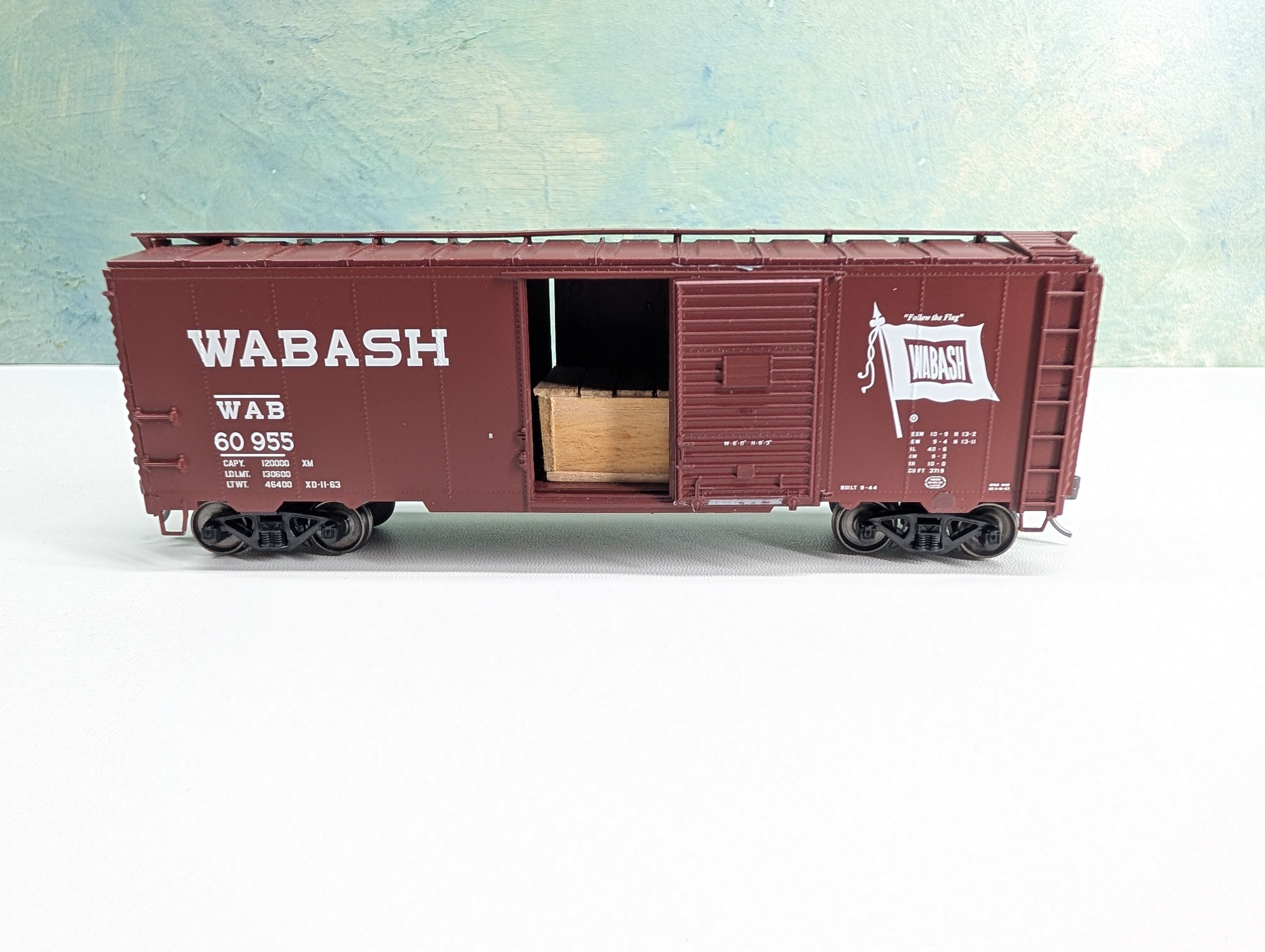 USED Atlas Trainman 20006260 HO Scale 1937 AAR 40' Box Car Wabash WAB #60955 Metal Wheels