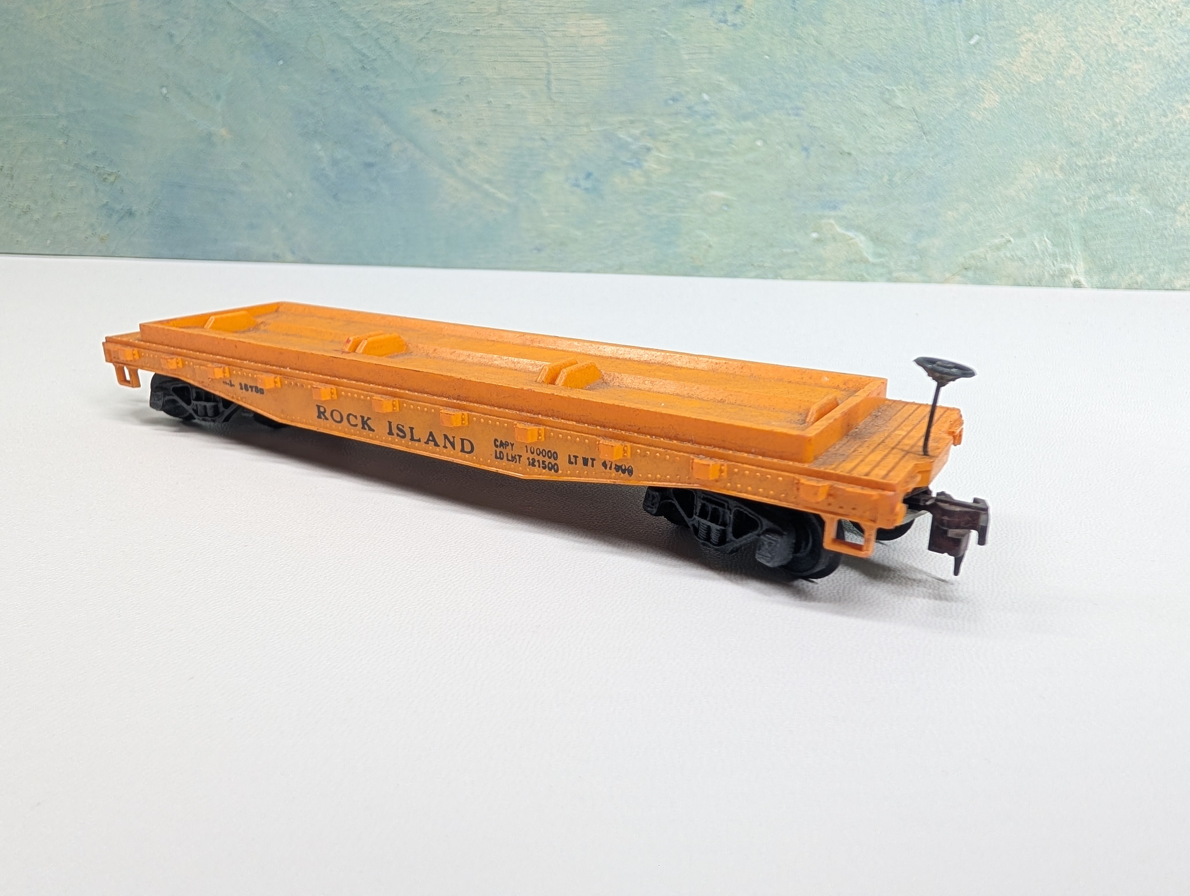 USED Mantua HO Scale 40' Flat Car w/ Brake Wheel! Rock Island #16788