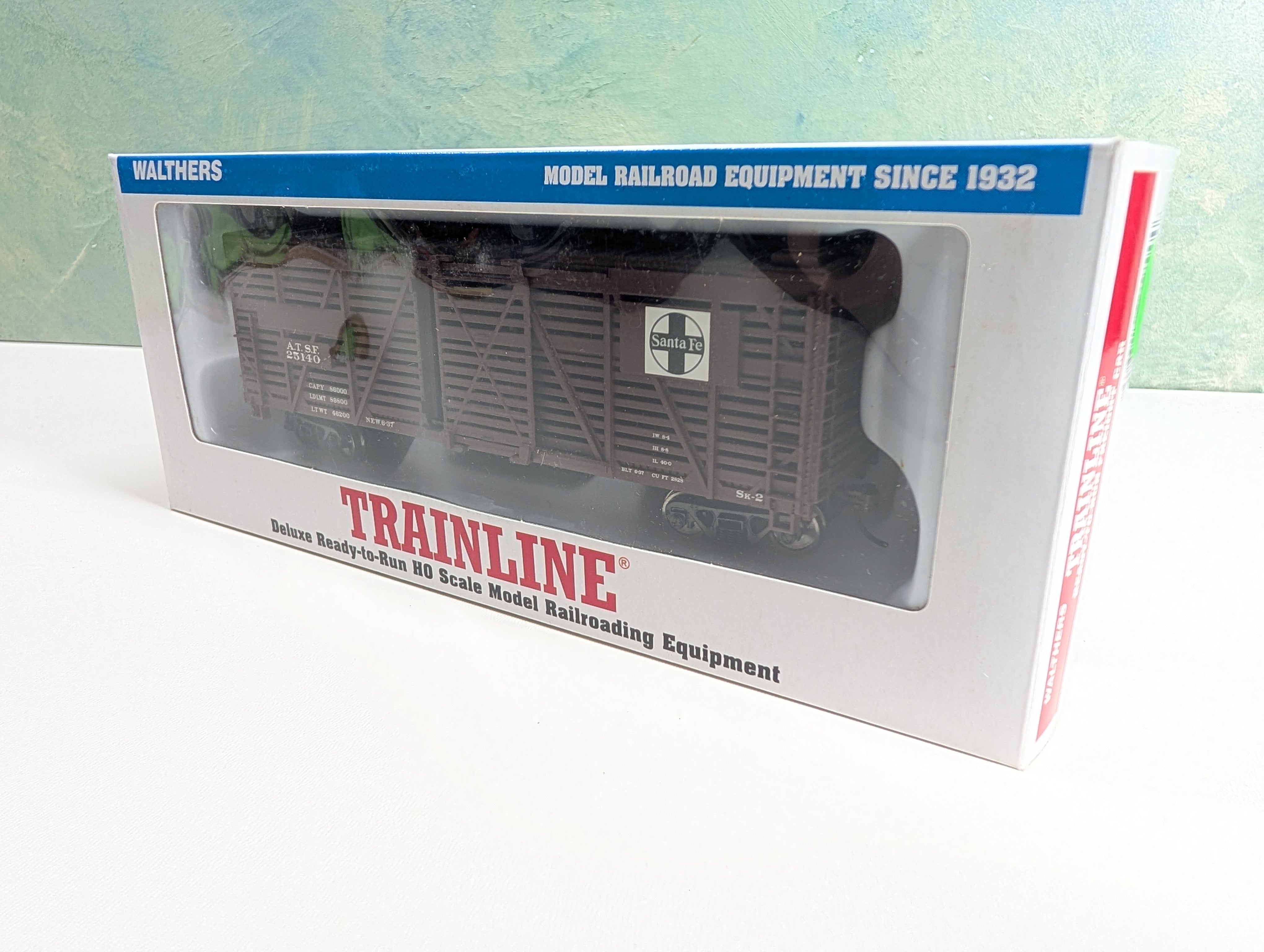 USED Walthers Trainline 931-1681 HO Scale 40' Stock Car Santa Fe ATSF #25140 Metal Wheels