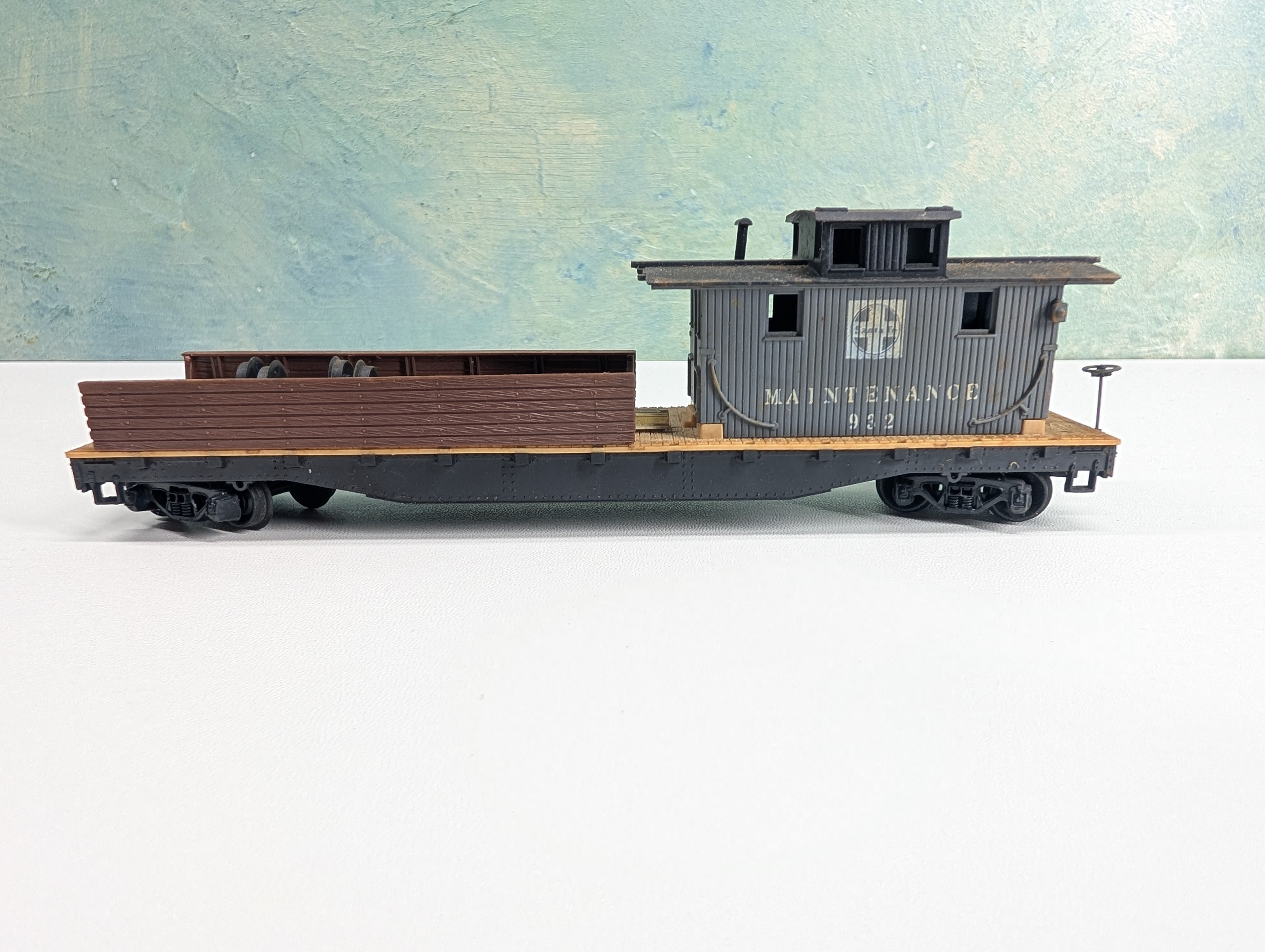 USED Tyco HO Scale MOW Boom Tender w/ Brake Wheel! Santa Fe ATSF #932