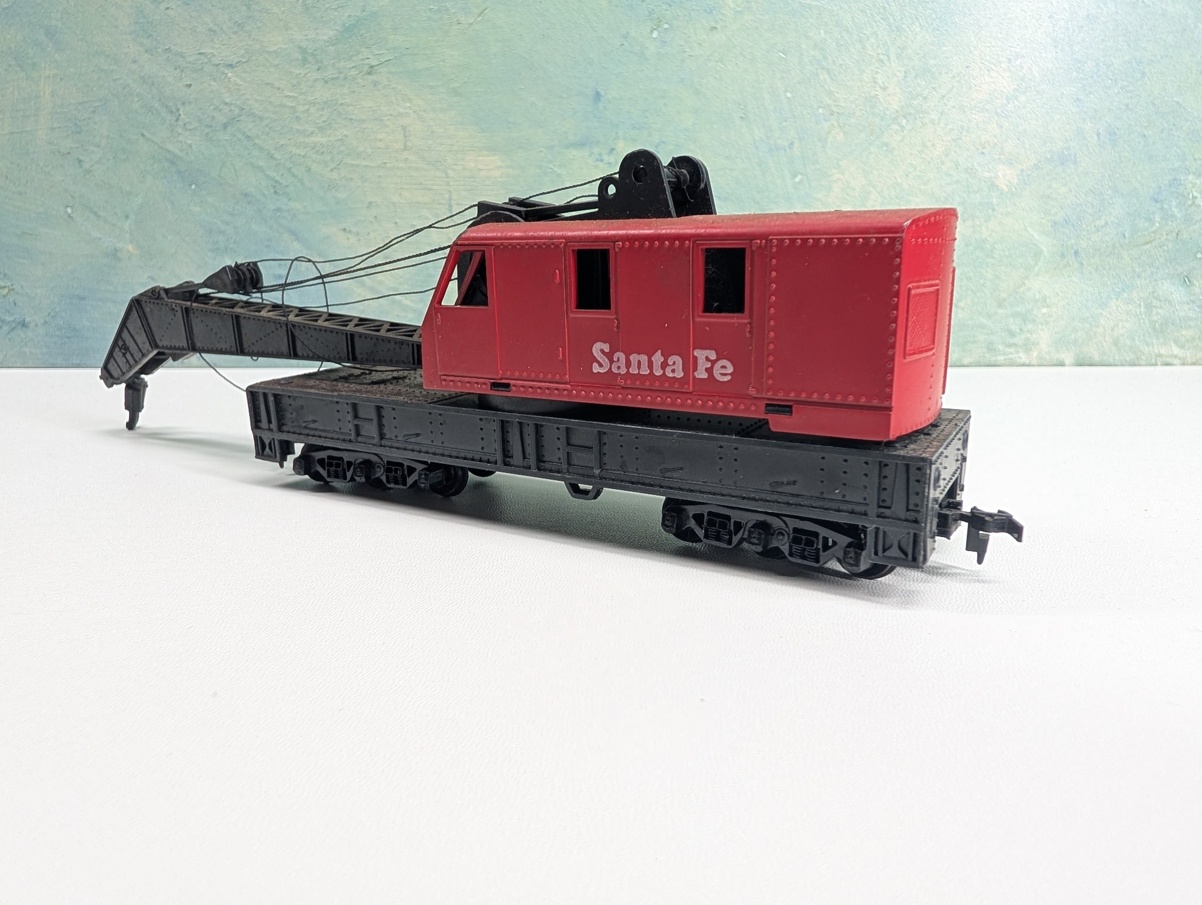 USED Tyco HO Scale Red MOW Crane Santa Fe ATSF