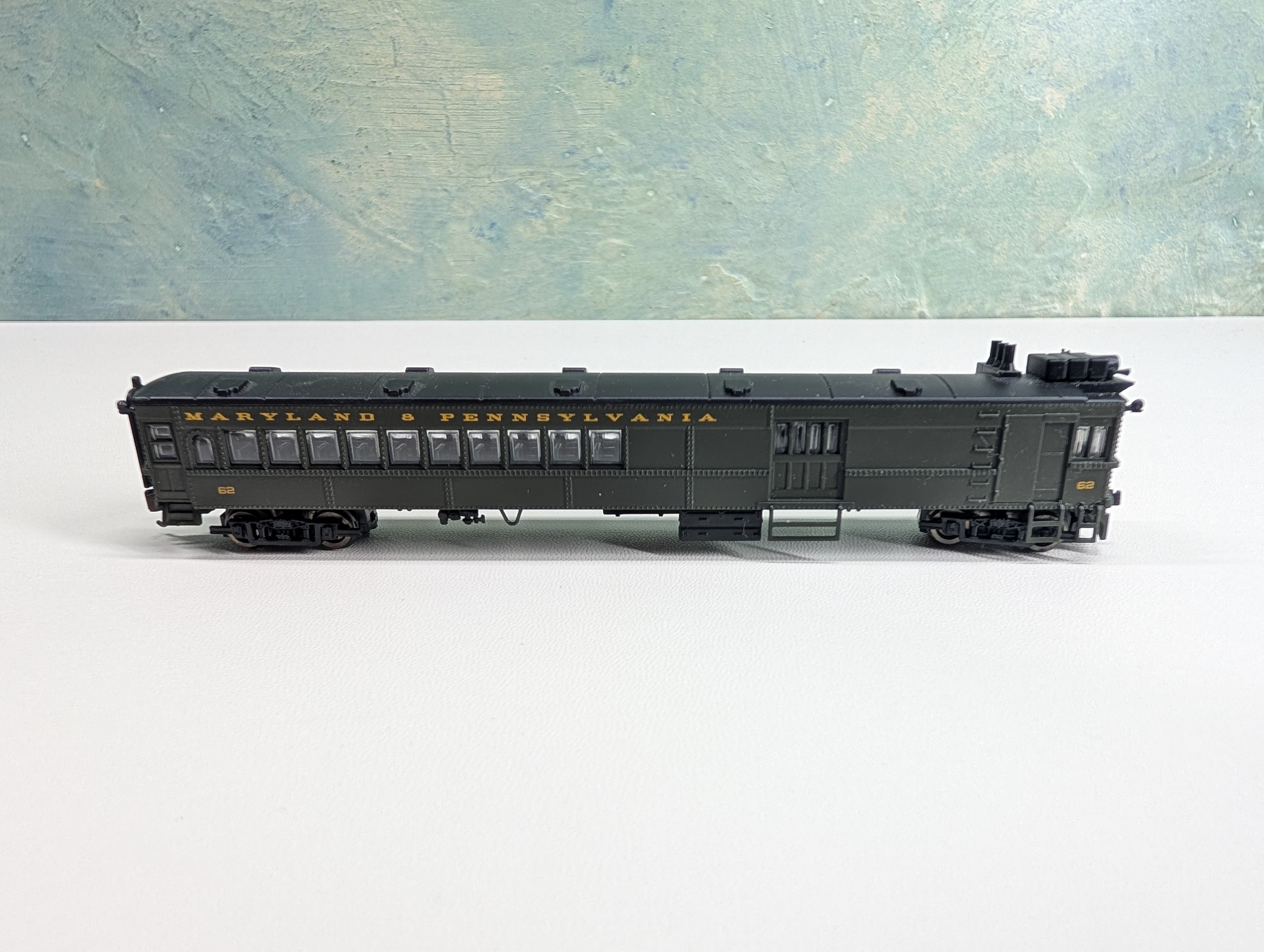 USED Bachmann 81468 N Scale EMC Doodlebug Loco w/ Coach Maryland and Pennsylvania #62 Needs Repairs DCC On Board