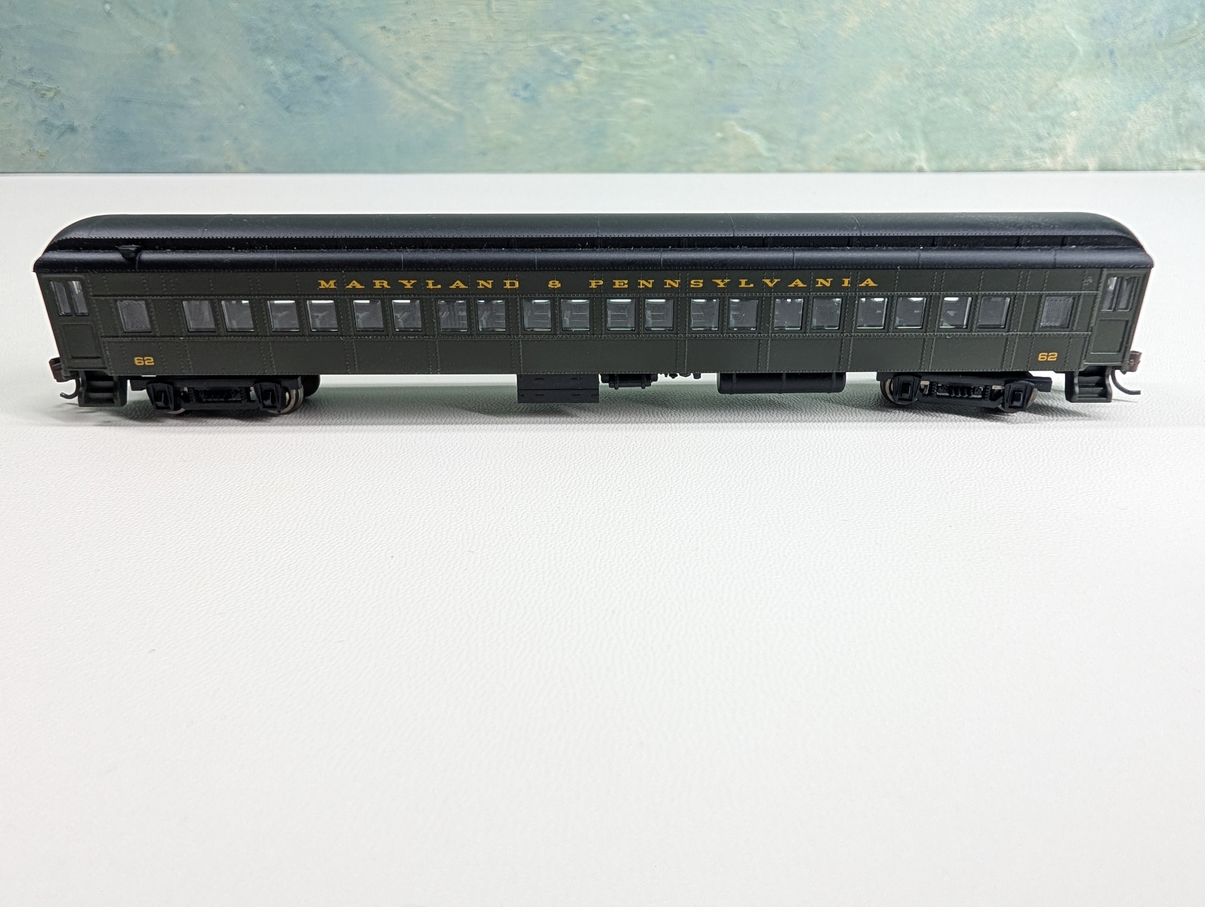 USED Bachmann 81468 N Scale EMC Doodlebug Loco w/ Coach Maryland and Pennsylvania #62 Needs Repairs DCC On Board